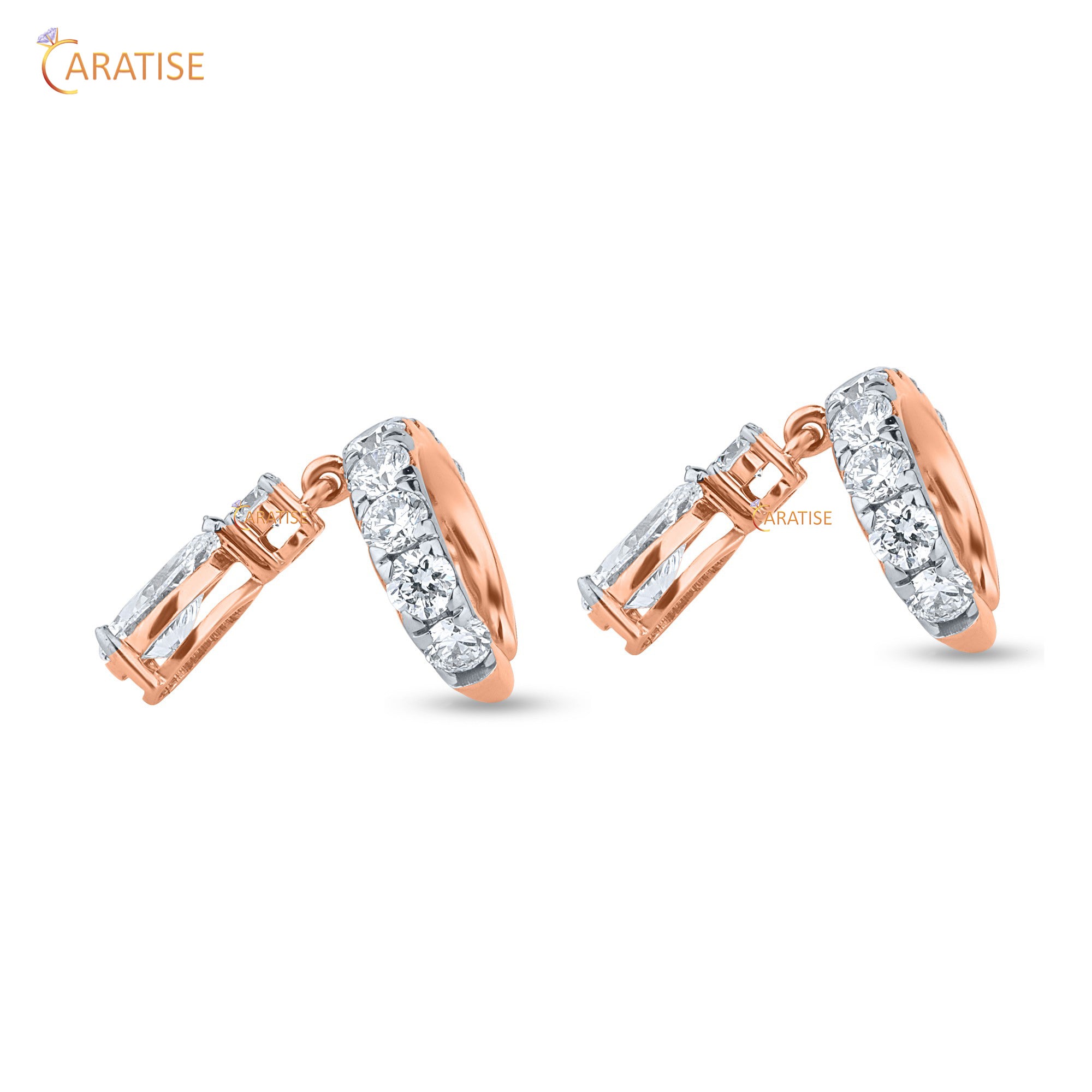 1.09 TDW Marquise , Pear and Round Cut Moissanite Diamond Earring 925 Silver