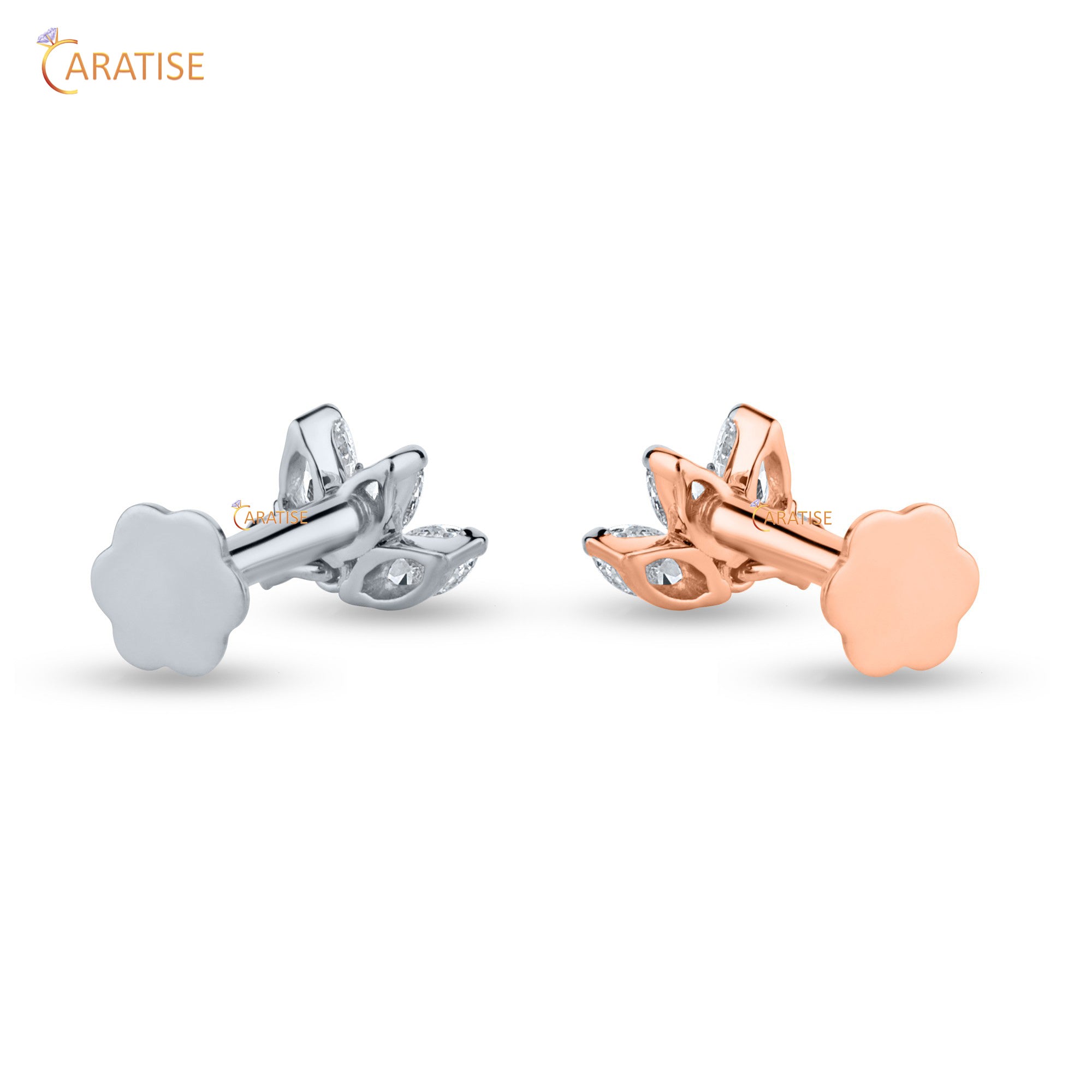 0.16 TDW Marquise & Round Cut Moissanite Diamond Earring 925 Silver