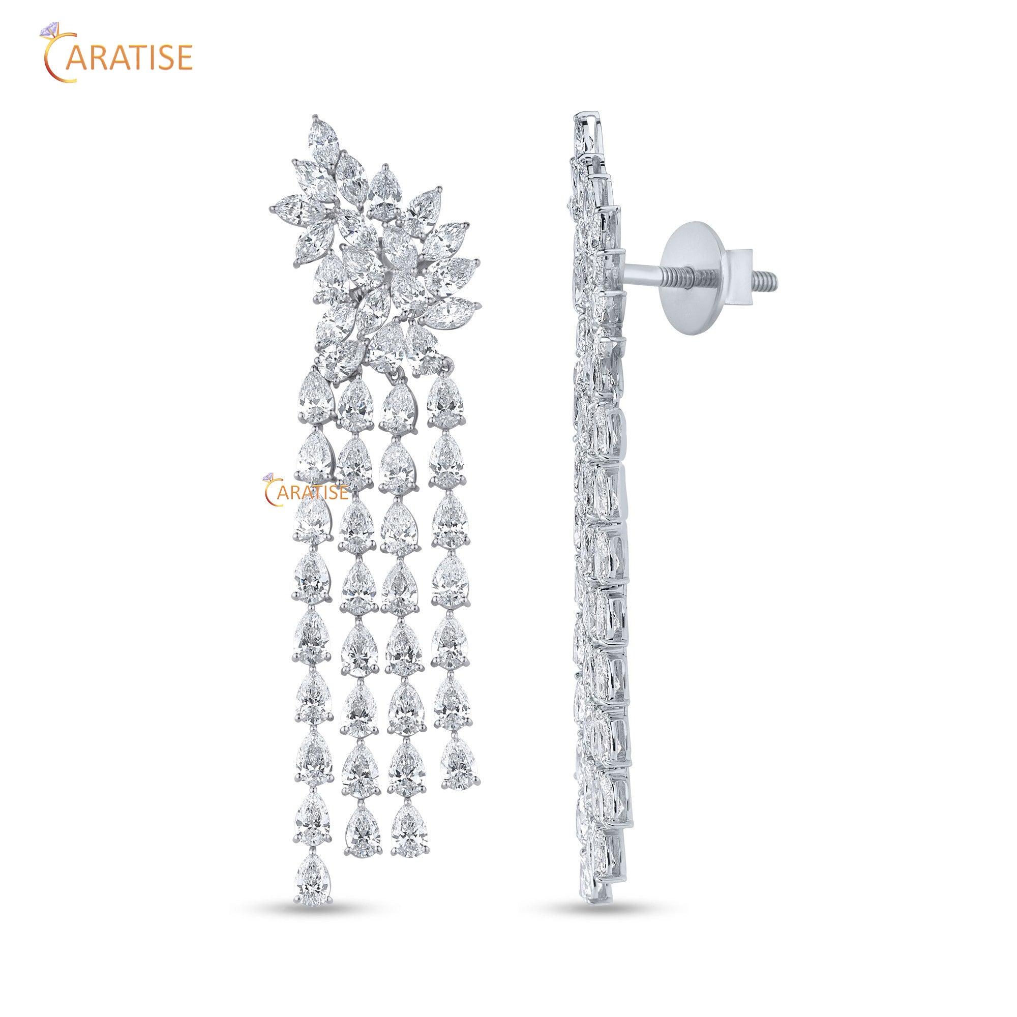 19.40 TDW Marquise & Pear Cut Moissanite Diamond Earring 925 Silver