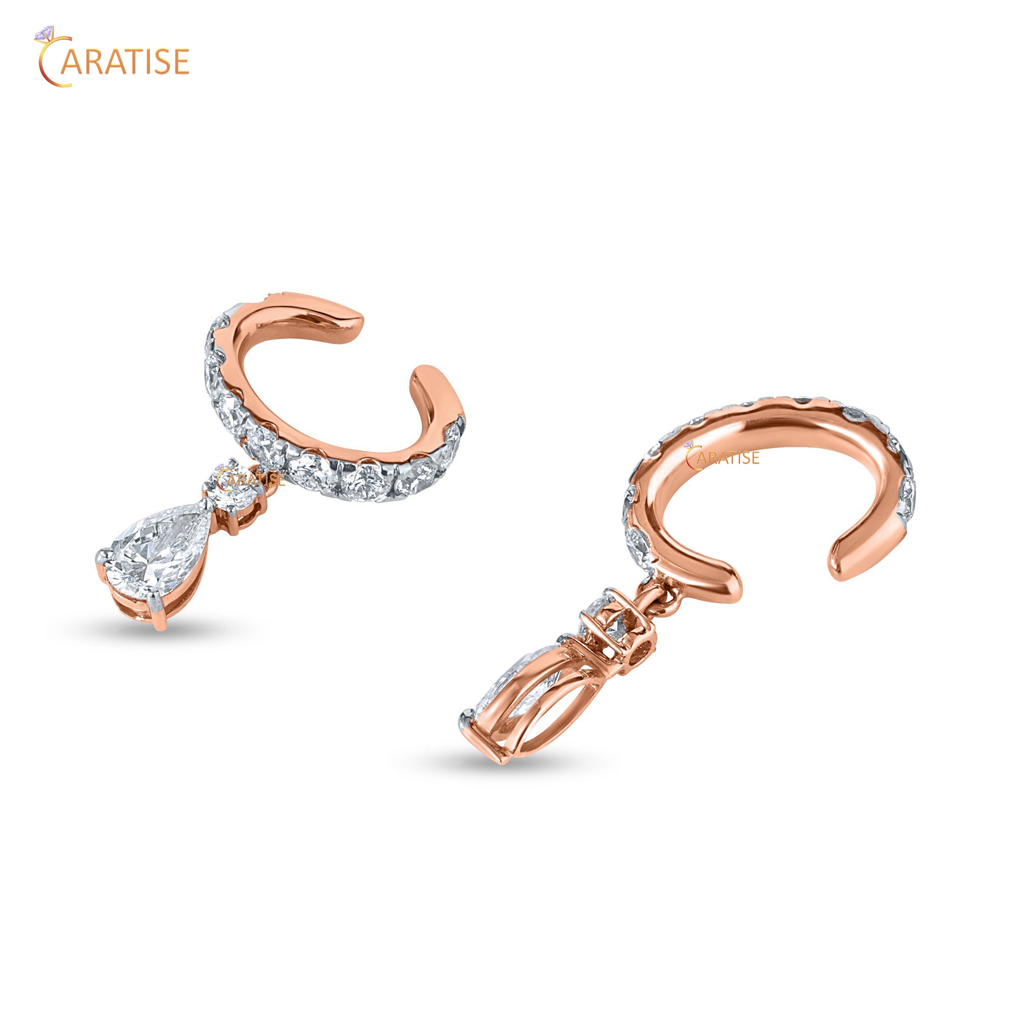 1.09 TDW Marquise , Pear and Round Cut Moissanite Diamond Earring 925 Silver