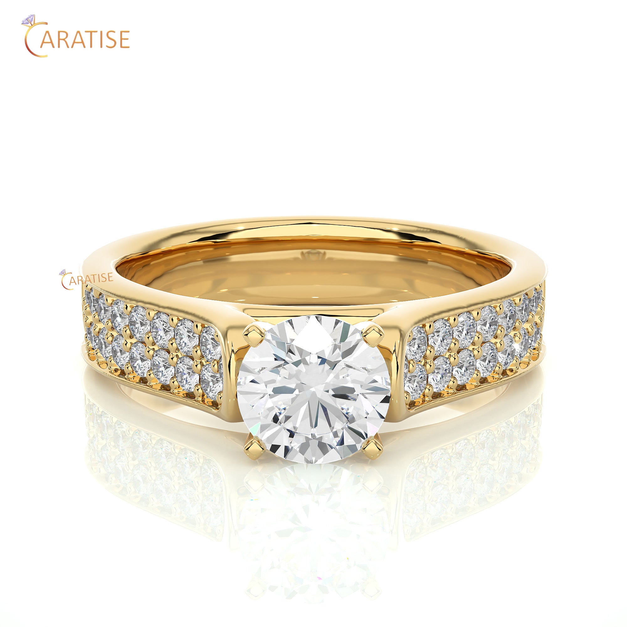 1.29 TDW Round Cut Engagement Moissanite Diamond Ring 925 Silver