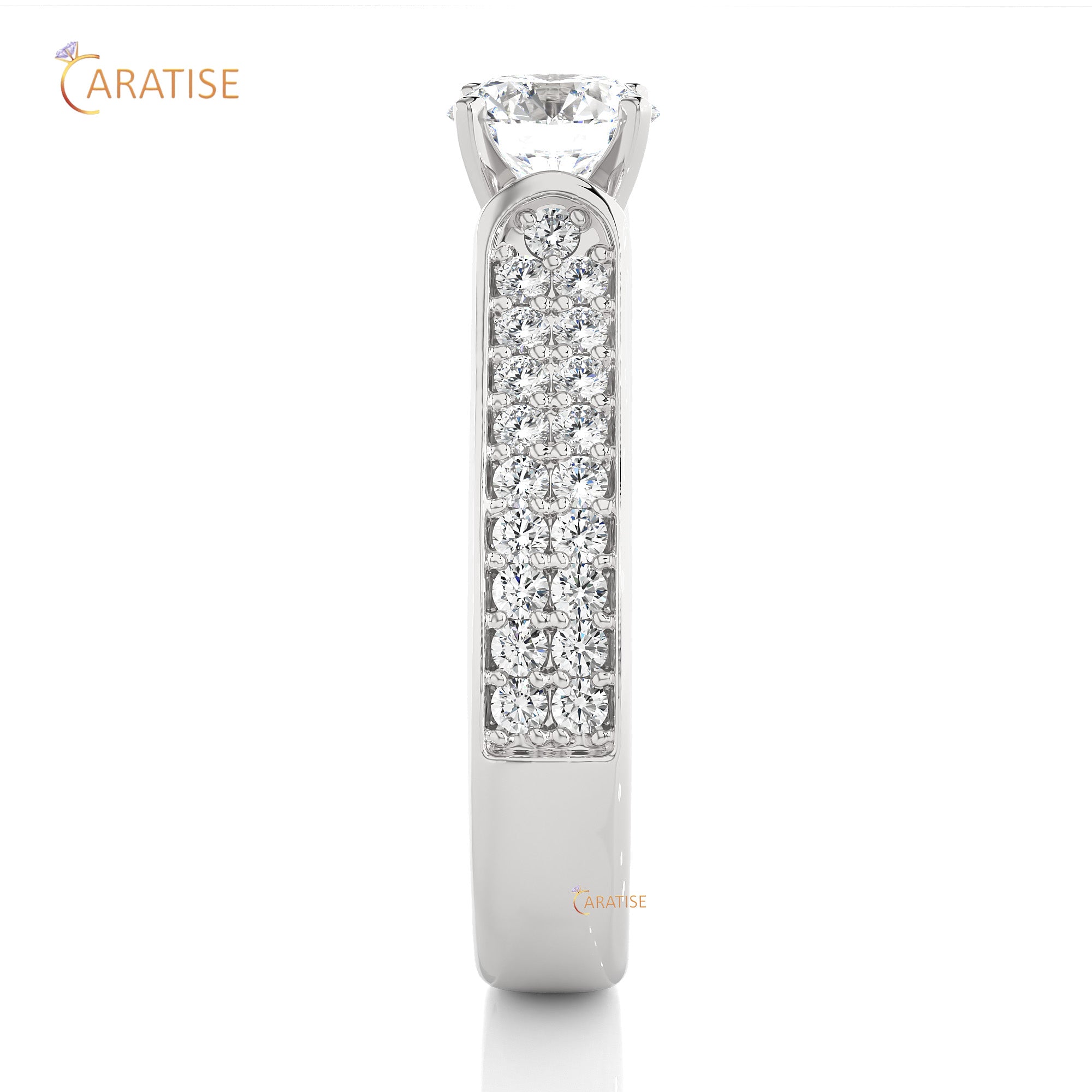 1.29 TDW Round Cut Engagement Moissanite Diamond Ring 925 Silver