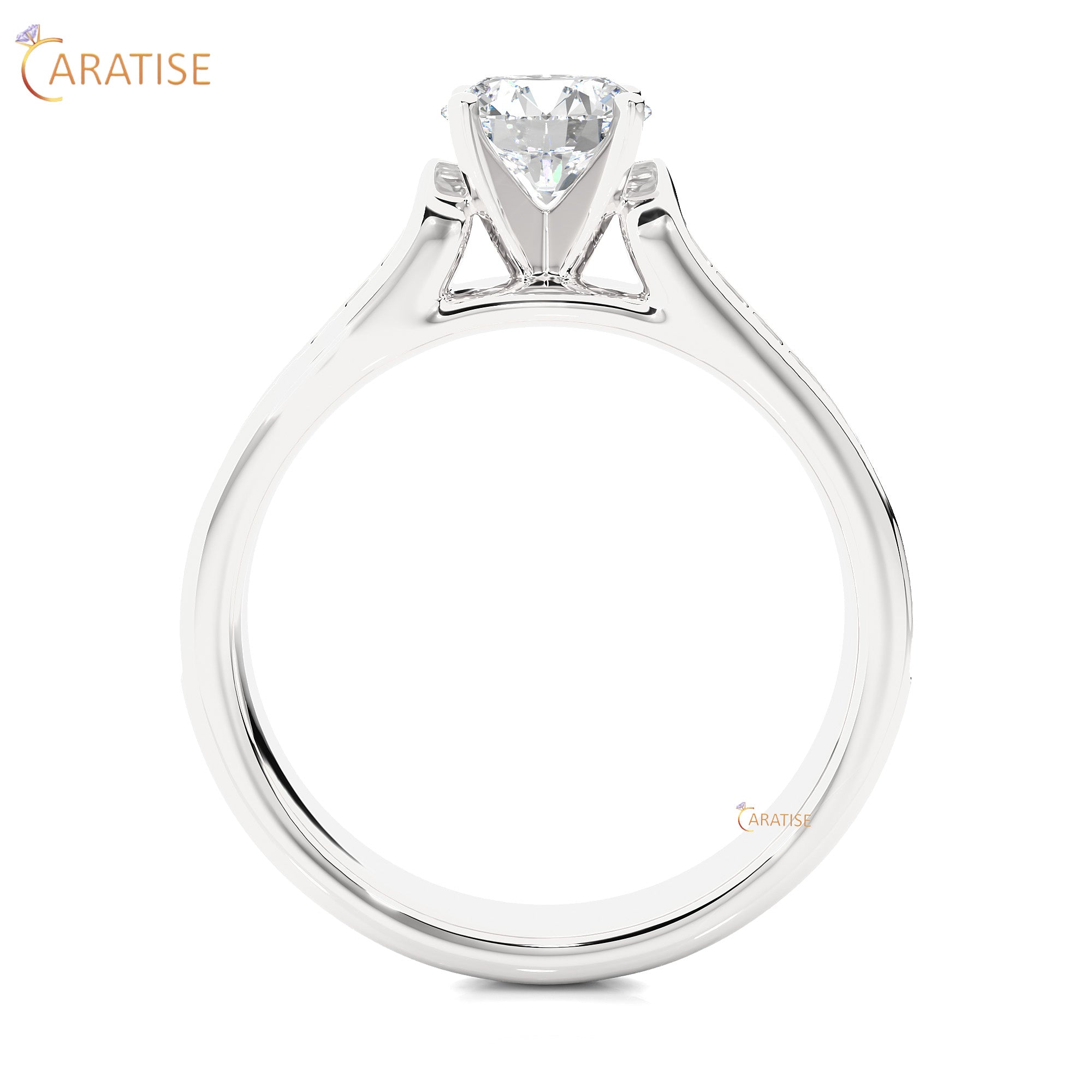 1.29 TDW Round Cut Engagement Moissanite Diamond Ring 925 Silver