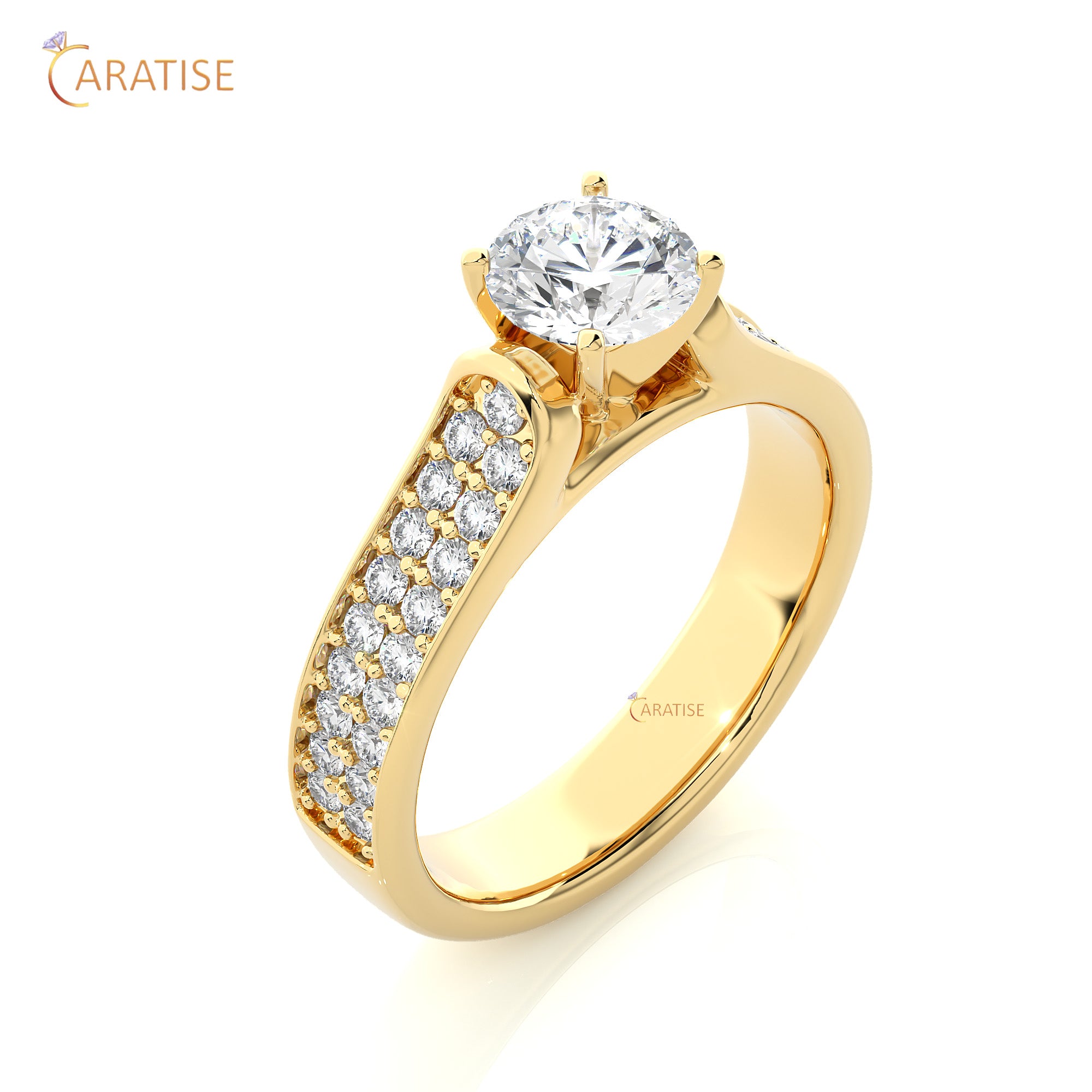 1.29 TDW Round Cut Engagement Moissanite Diamond Ring 925 Silver