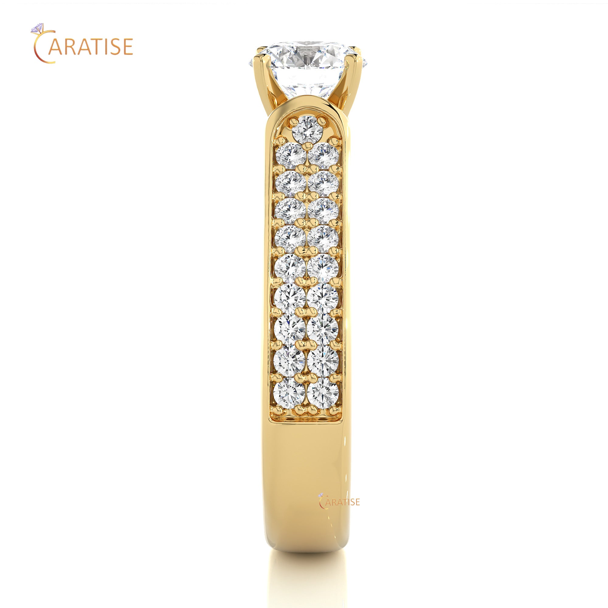 1.29 TDW Round Cut Engagement Moissanite Diamond Ring 925 Silver