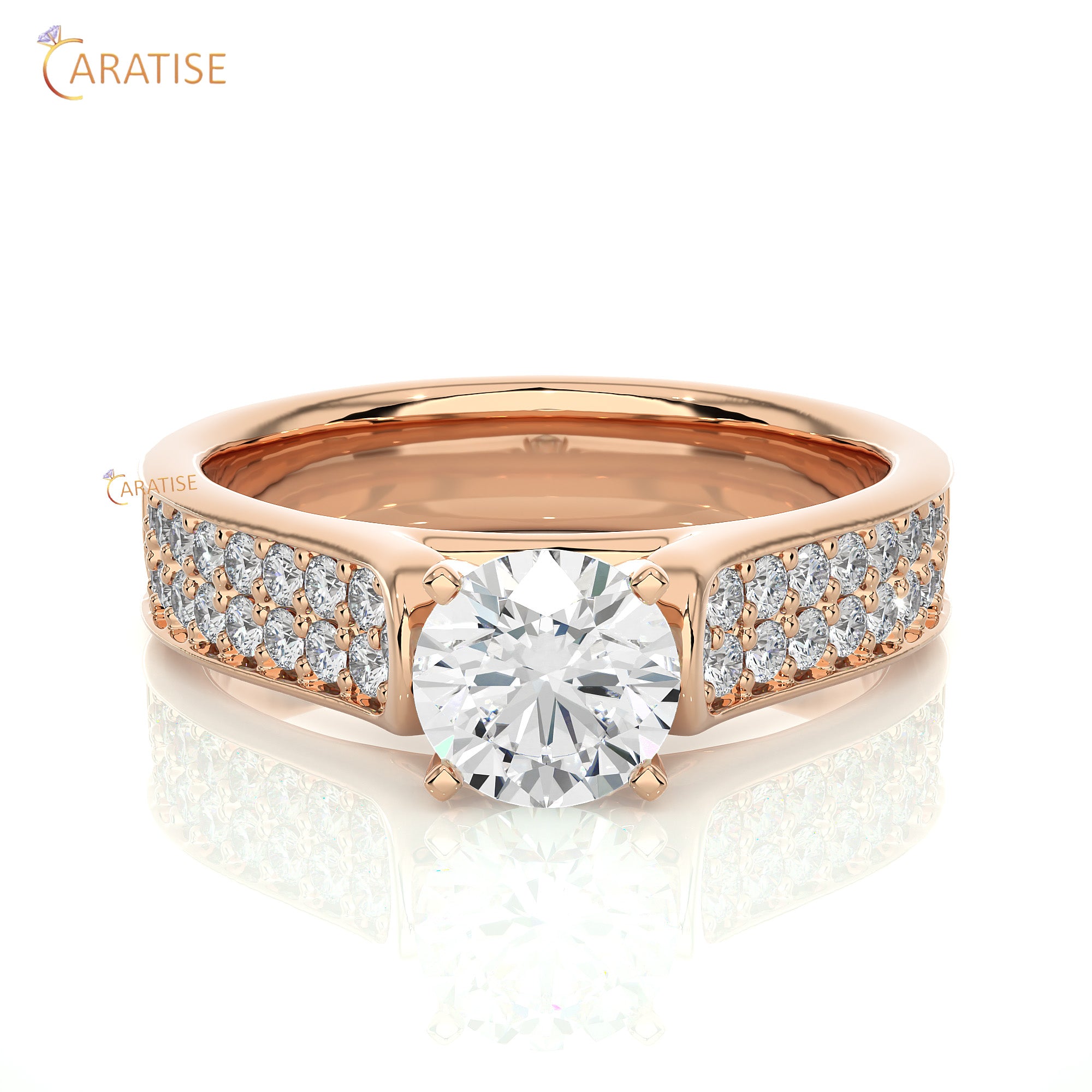 1.29 TDW Round Cut Engagement Moissanite Diamond Ring 925 Silver