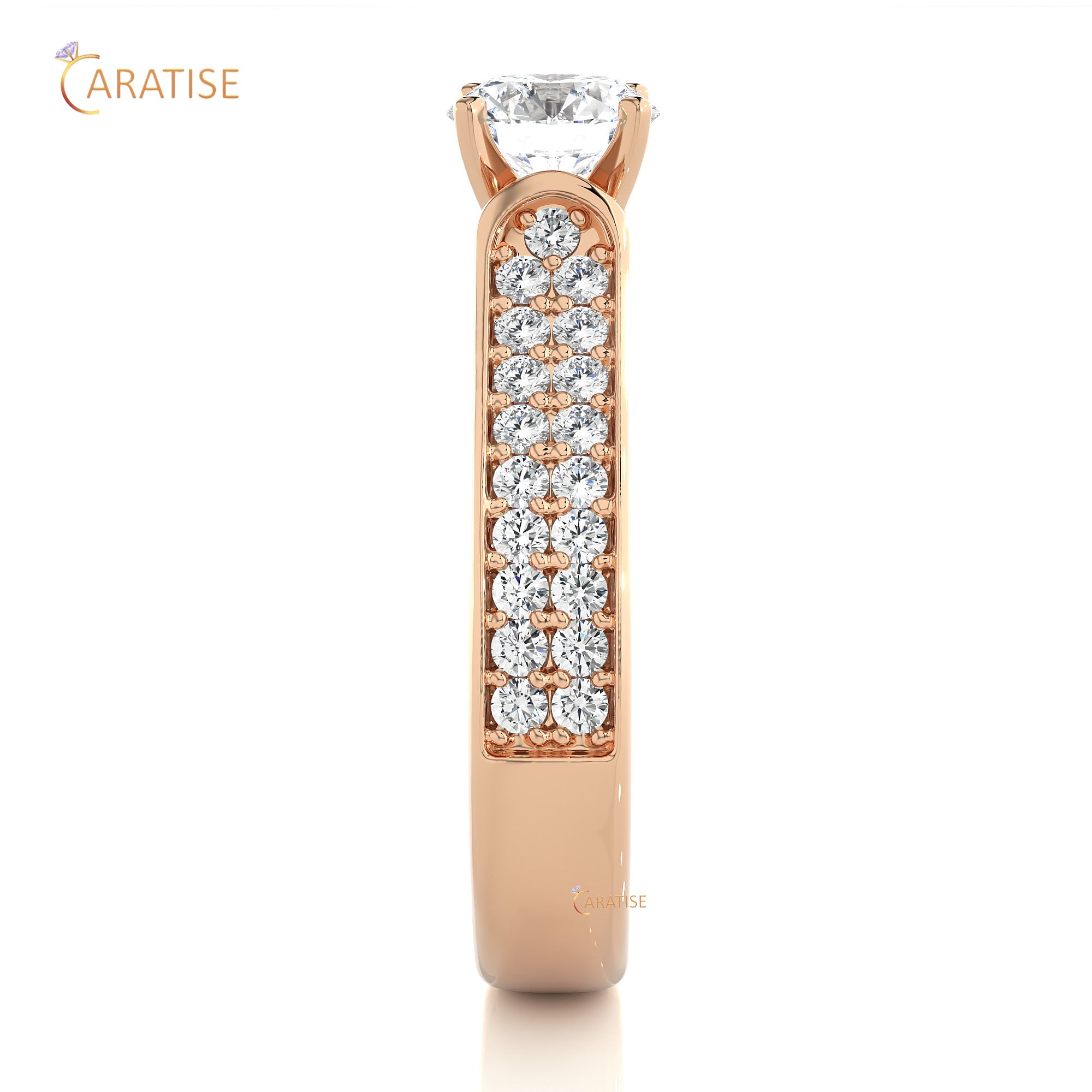 1.29 TDW Round Cut Engagement Moissanite Diamond Ring 925 Silver