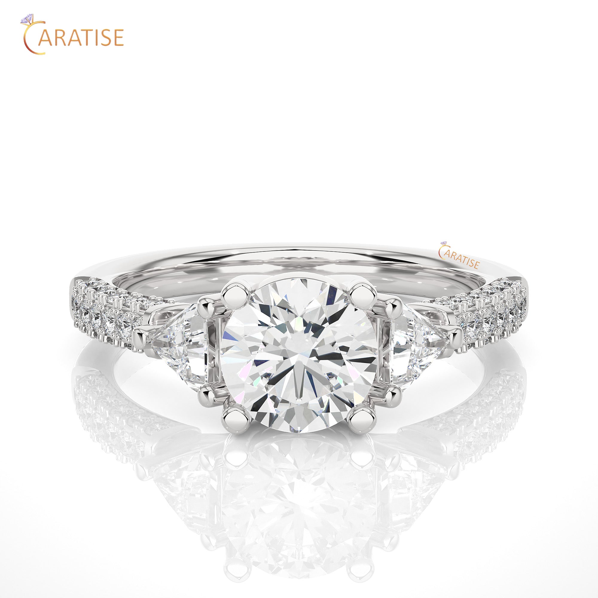 1.63 TDW Round Cut Engagement Moissanite Diamond Ring 925 Silver