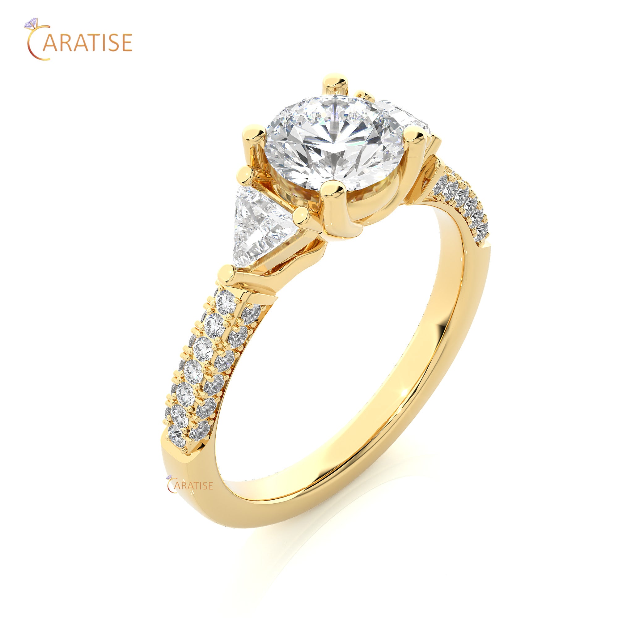 1.63 TDW Round Cut Engagement Moissanite Diamond Ring 925 Silver