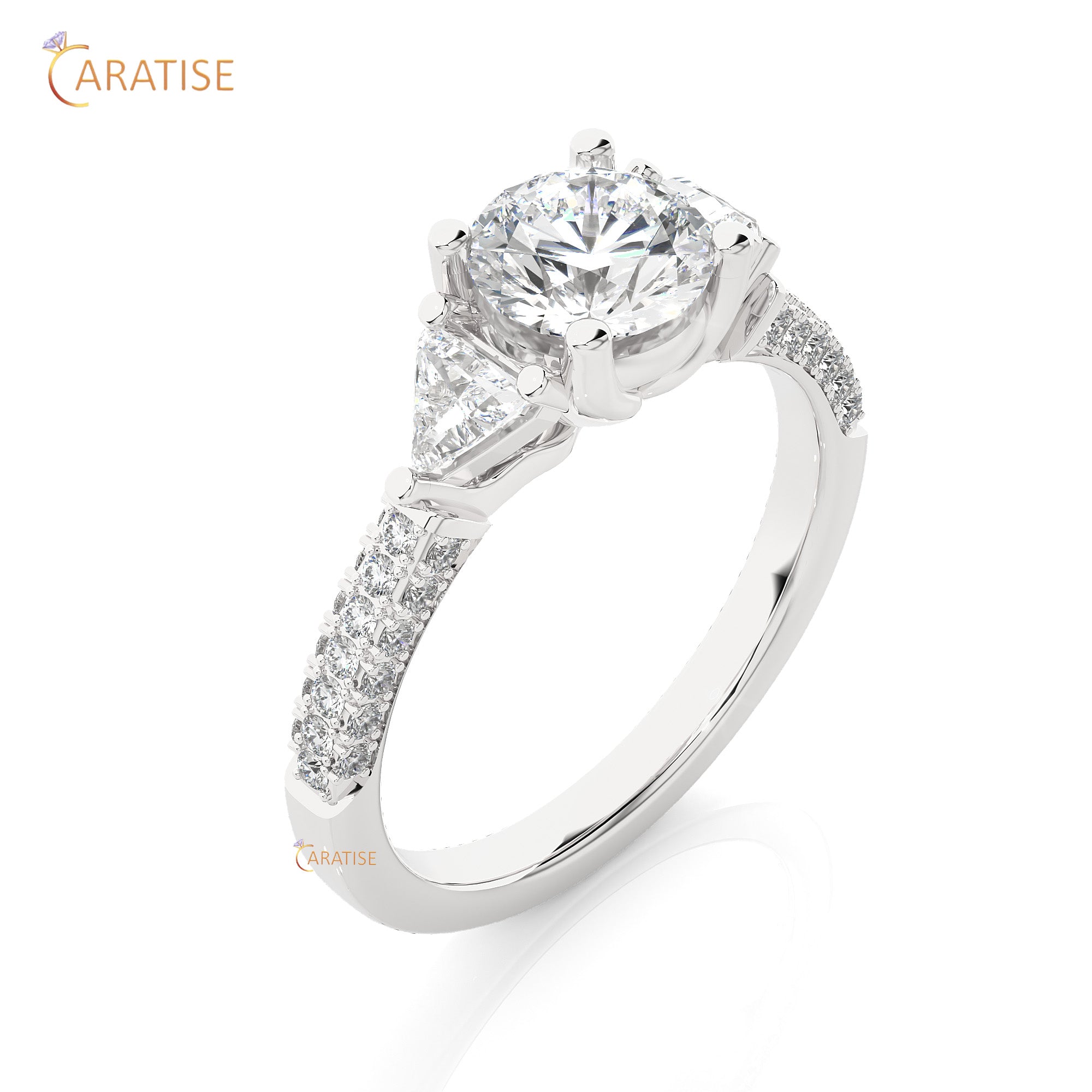 1.63 TDW Round Cut Engagement Moissanite Diamond Ring 925 Silver