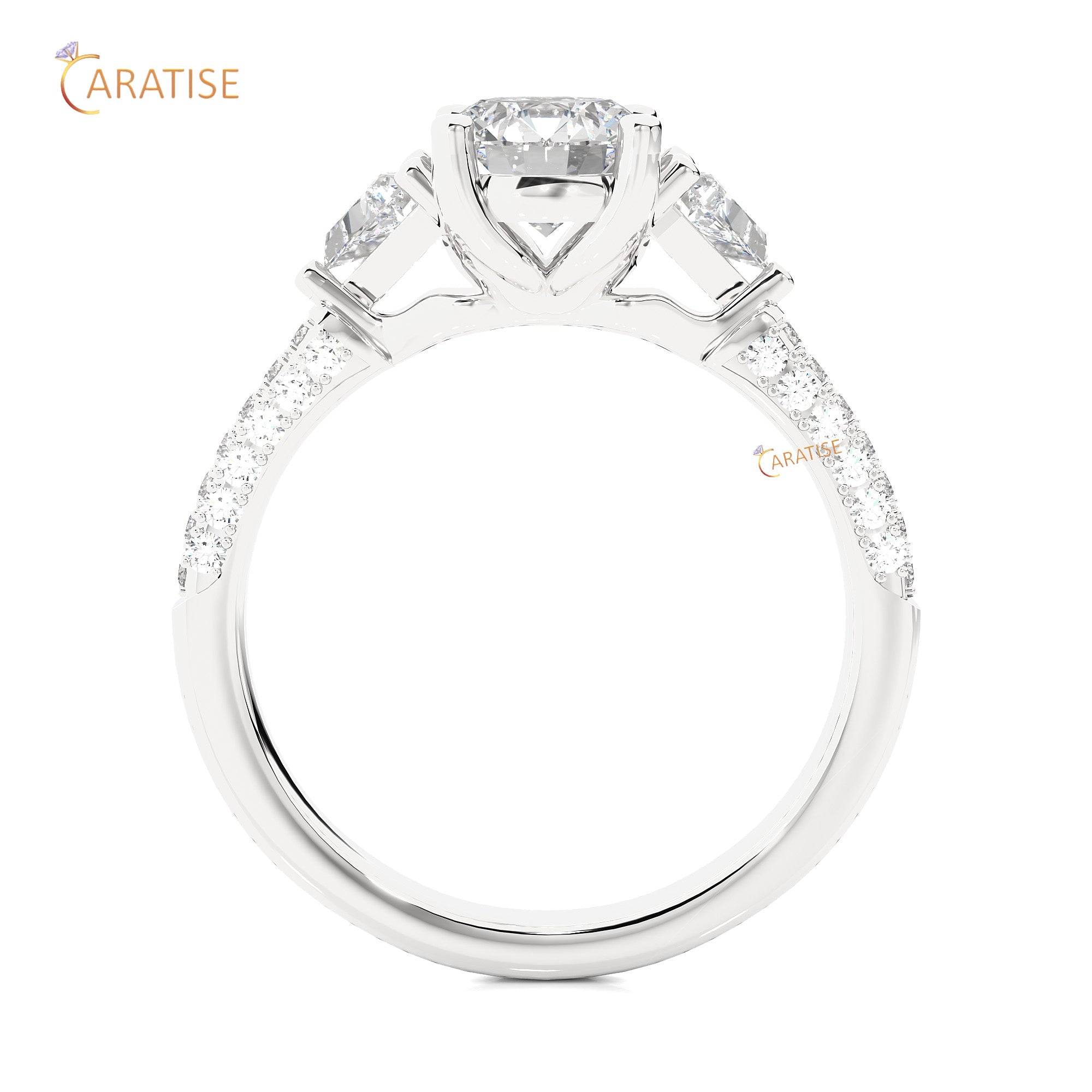 1.63 TDW Round Cut Engagement Moissanite Diamond Ring 925 Silver