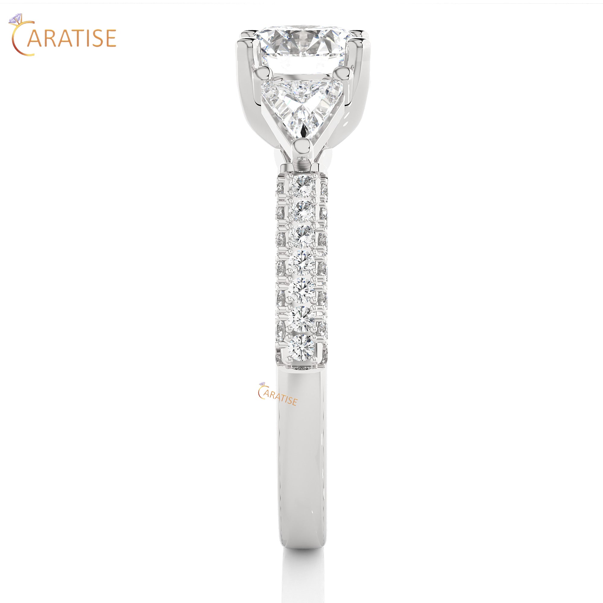 1.63 TDW Round Cut Engagement Moissanite Diamond Ring 925 Silver