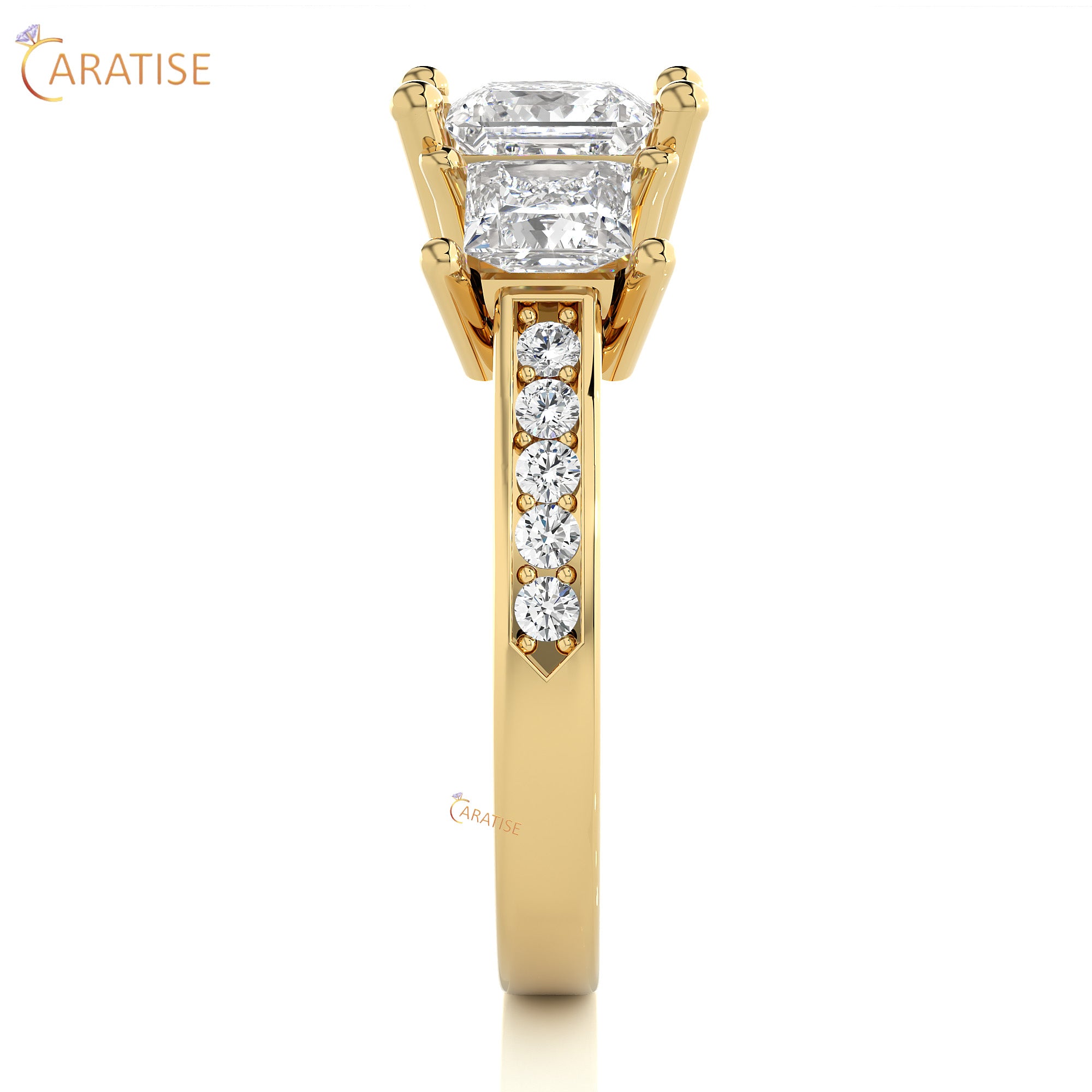 2.19 TDW Round & Princess Cut Engagement Moissanite Diamond Ring 925 Silver