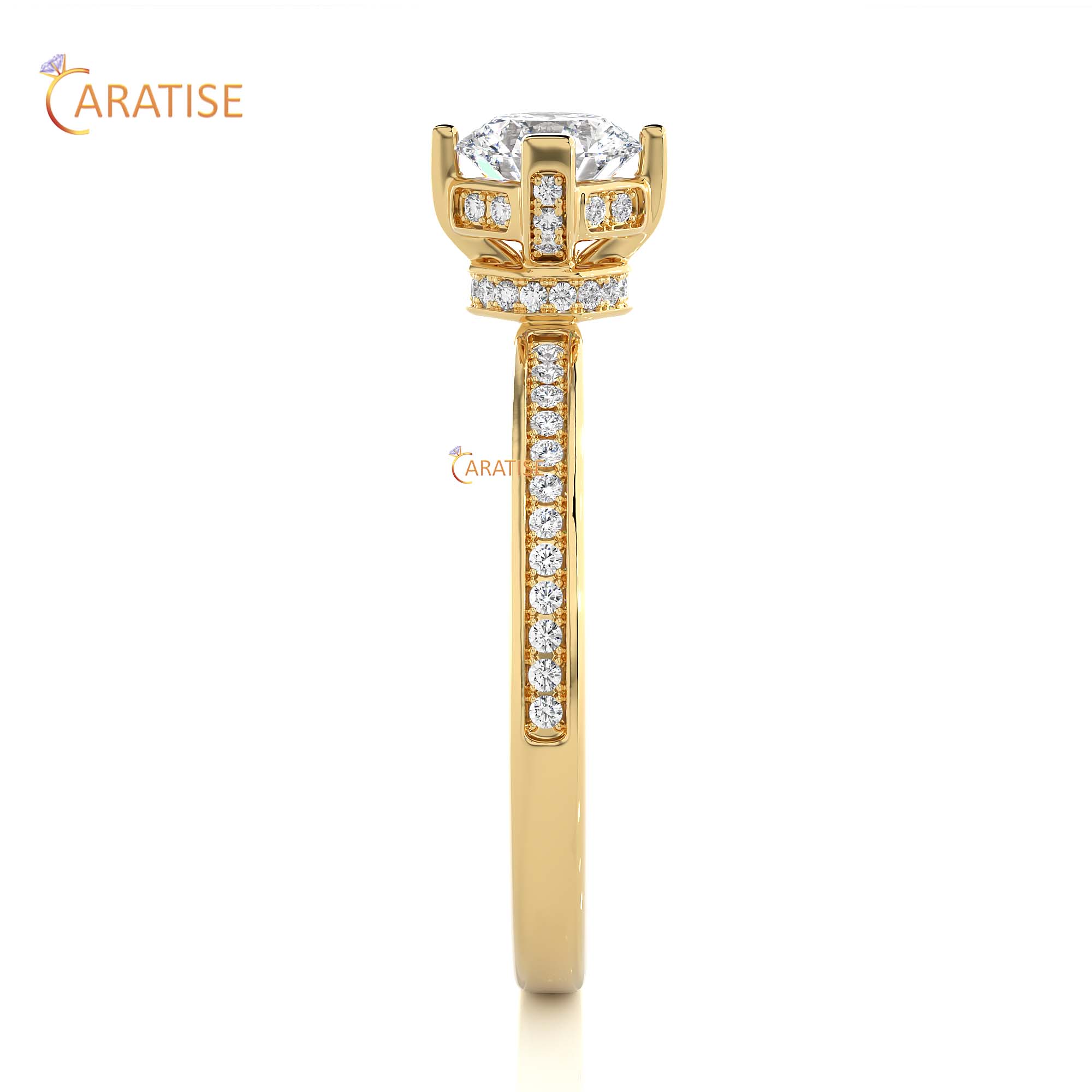 0.78 TDW Round Cut Engagement Moissanite Diamond Ring 925 Silver