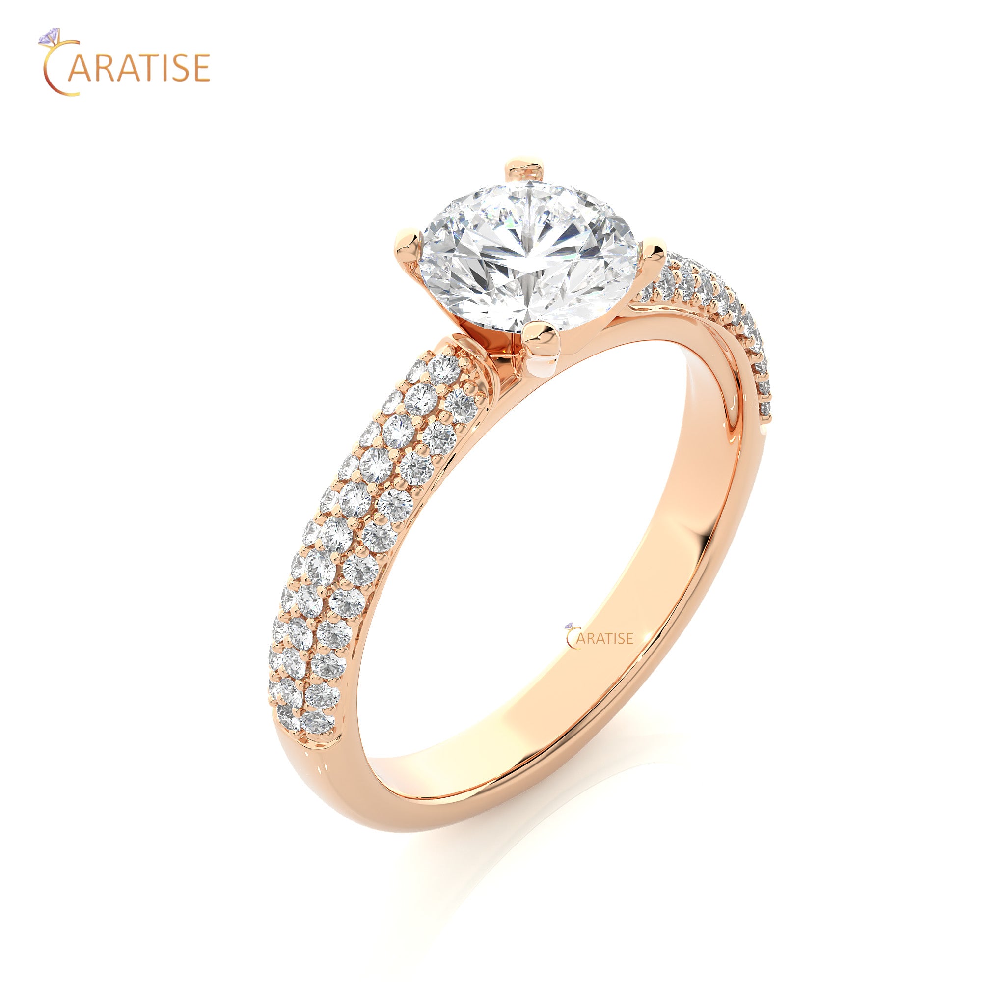 1.22 TDW Round Cut Engagement Moissanite Diamond Ring 925 Silver