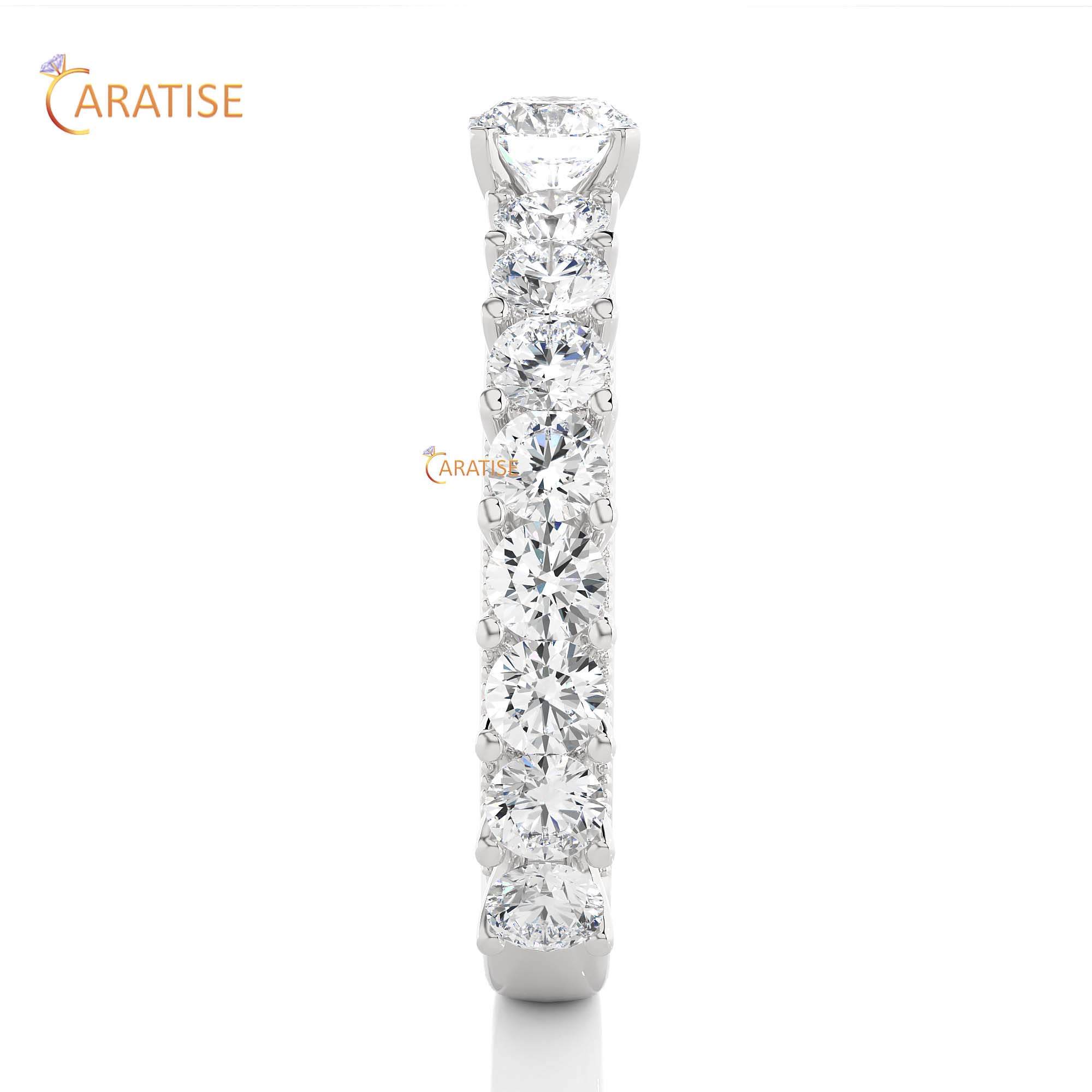 2.53 TDW Round Cut Engagement Moissanite Diamond Ring 925 Silver