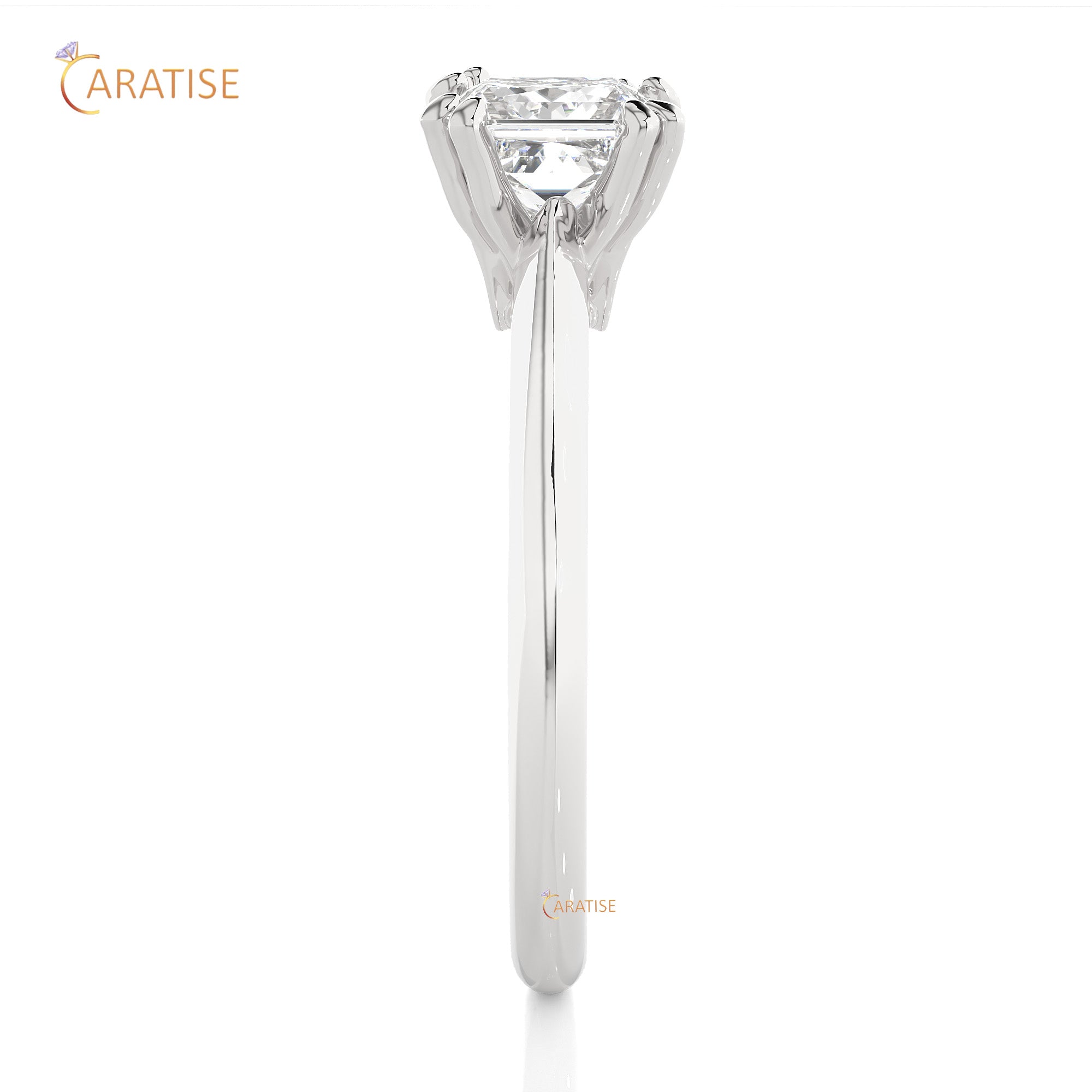 1.38 TDW Round & princess Cut Engagement Moissanite Diamond Ring 925 Silver