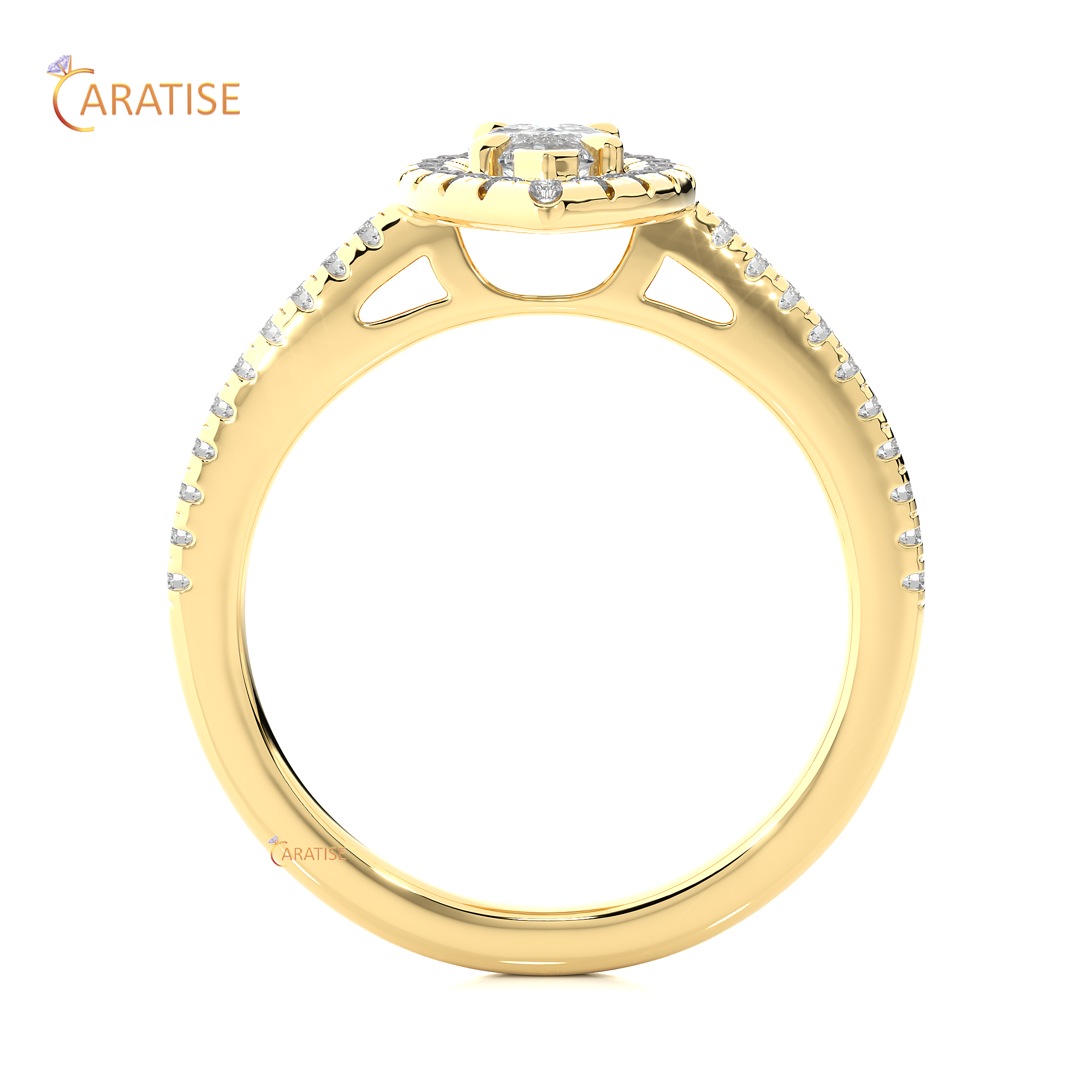 0.89 TDW Round Cut Halo Moissanite Diamond Ring 925 Silver