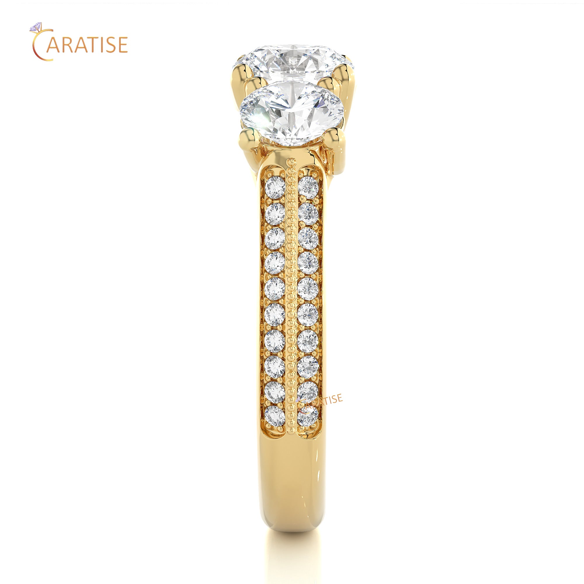 2.23 TDW Round Cut Engagement Moissanite Diamond Ring 925 Silver