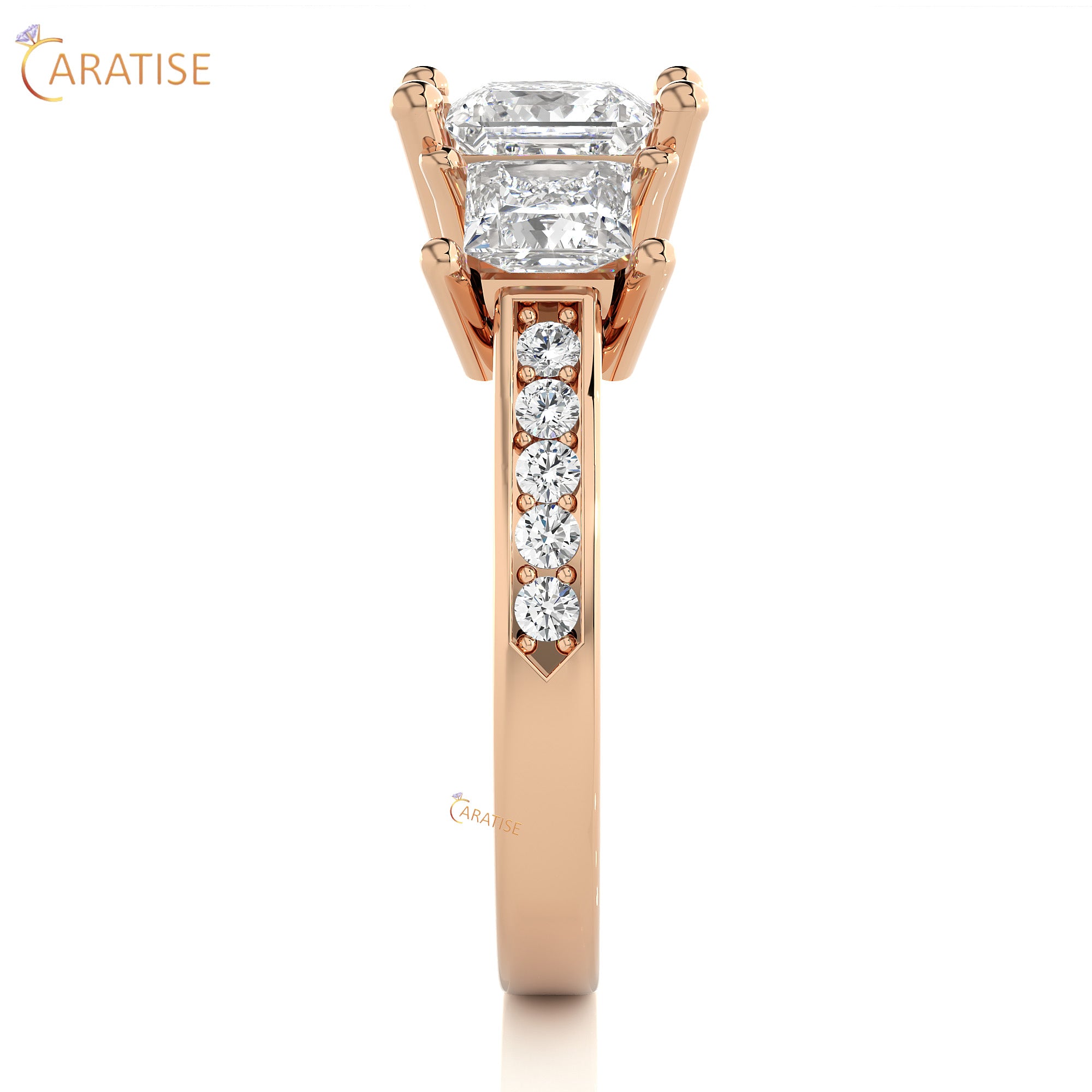 2.19 TDW Round & Princess Cut Engagement Moissanite Diamond Ring 925 Silver