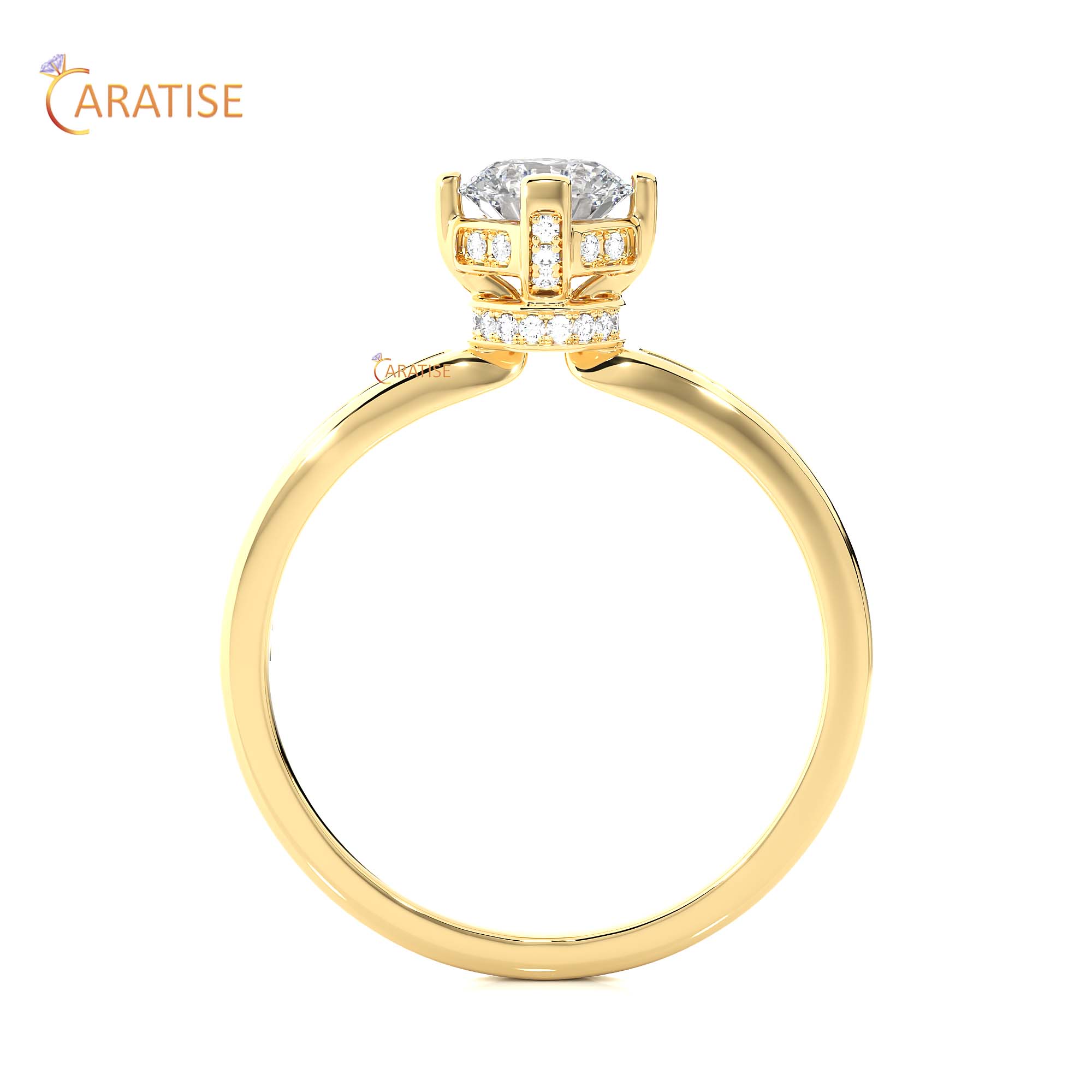 0.78 TDW Round Cut Engagement Moissanite Diamond Ring 925 Silver