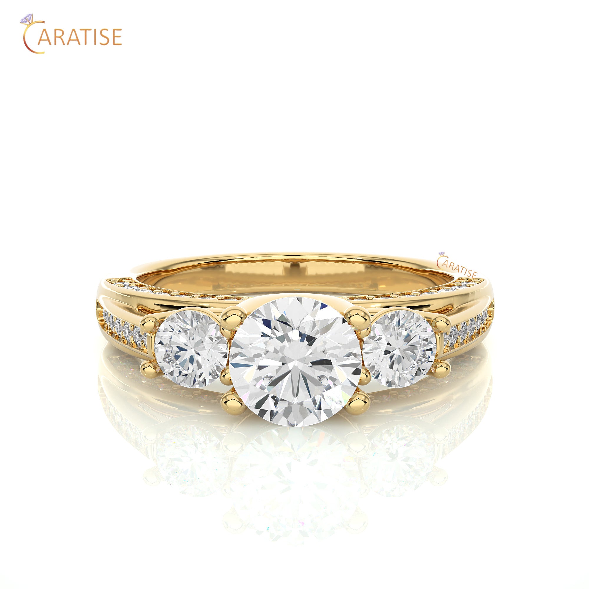 1.98 TDW Round Cut Engagement Moissanite Diamond Ring 925 Silver