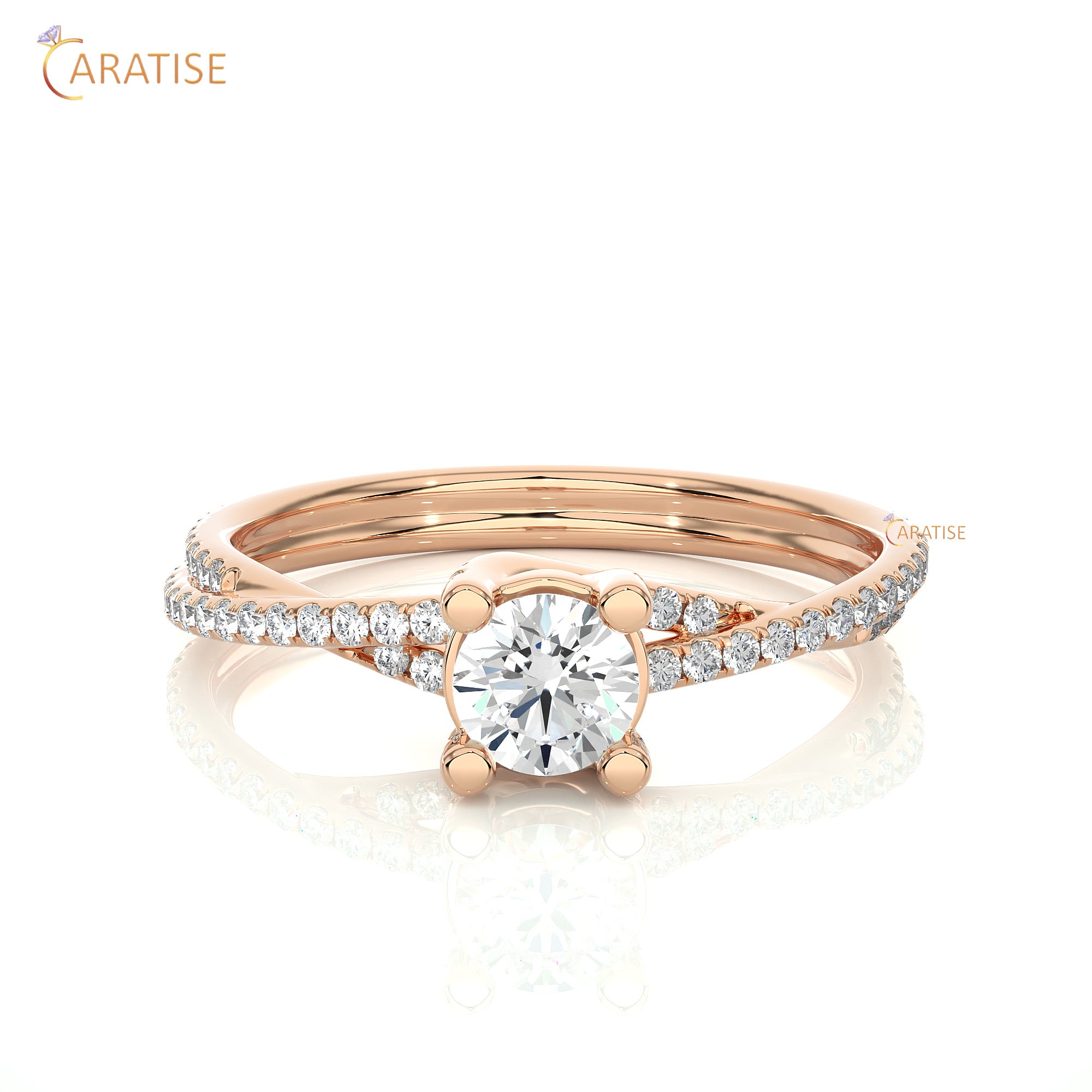 0.74 TDW Round Cut Women's Engagement Diamond Ring