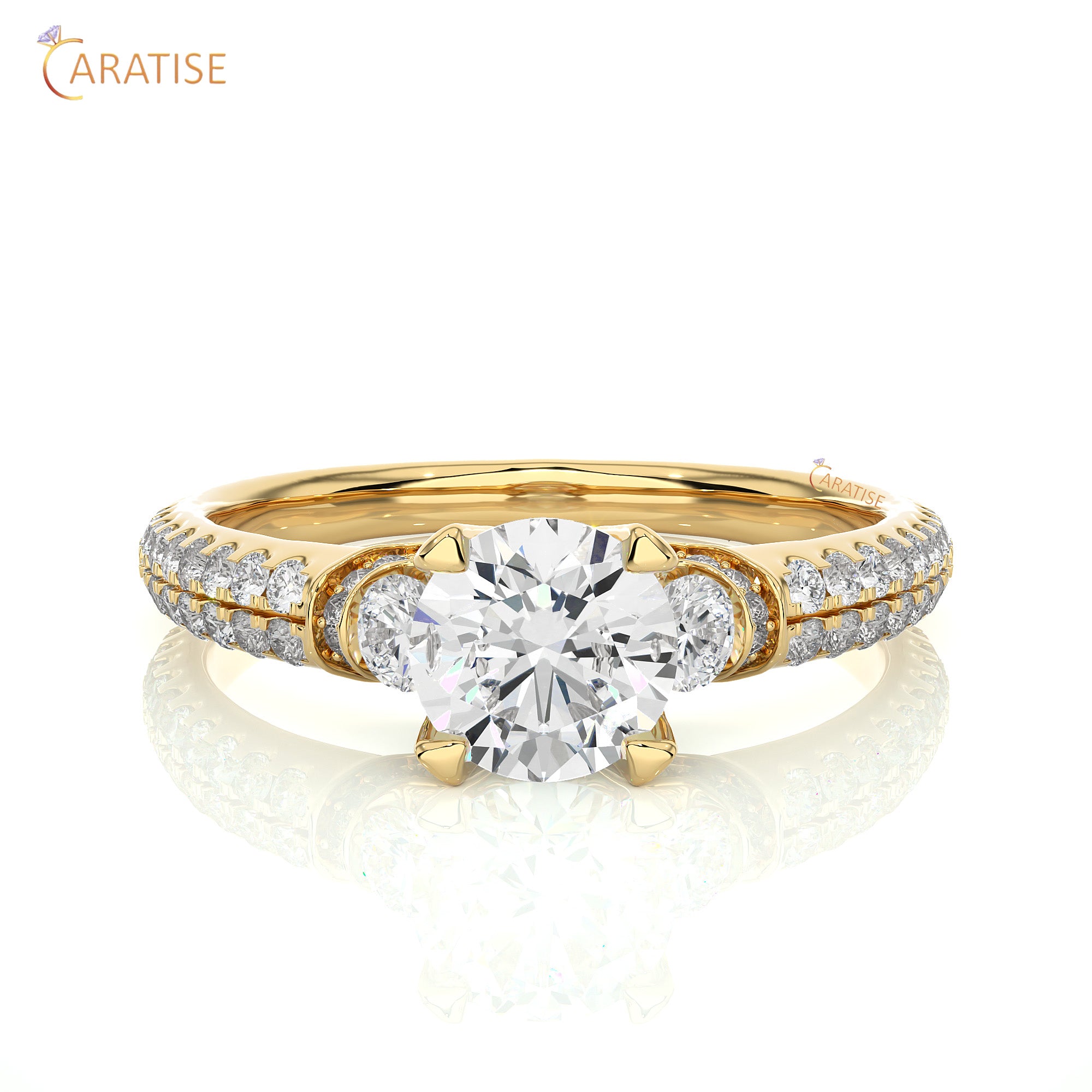 1.44 TDW Round Cut Engagement Moissanite Diamond Ring 925 Silver