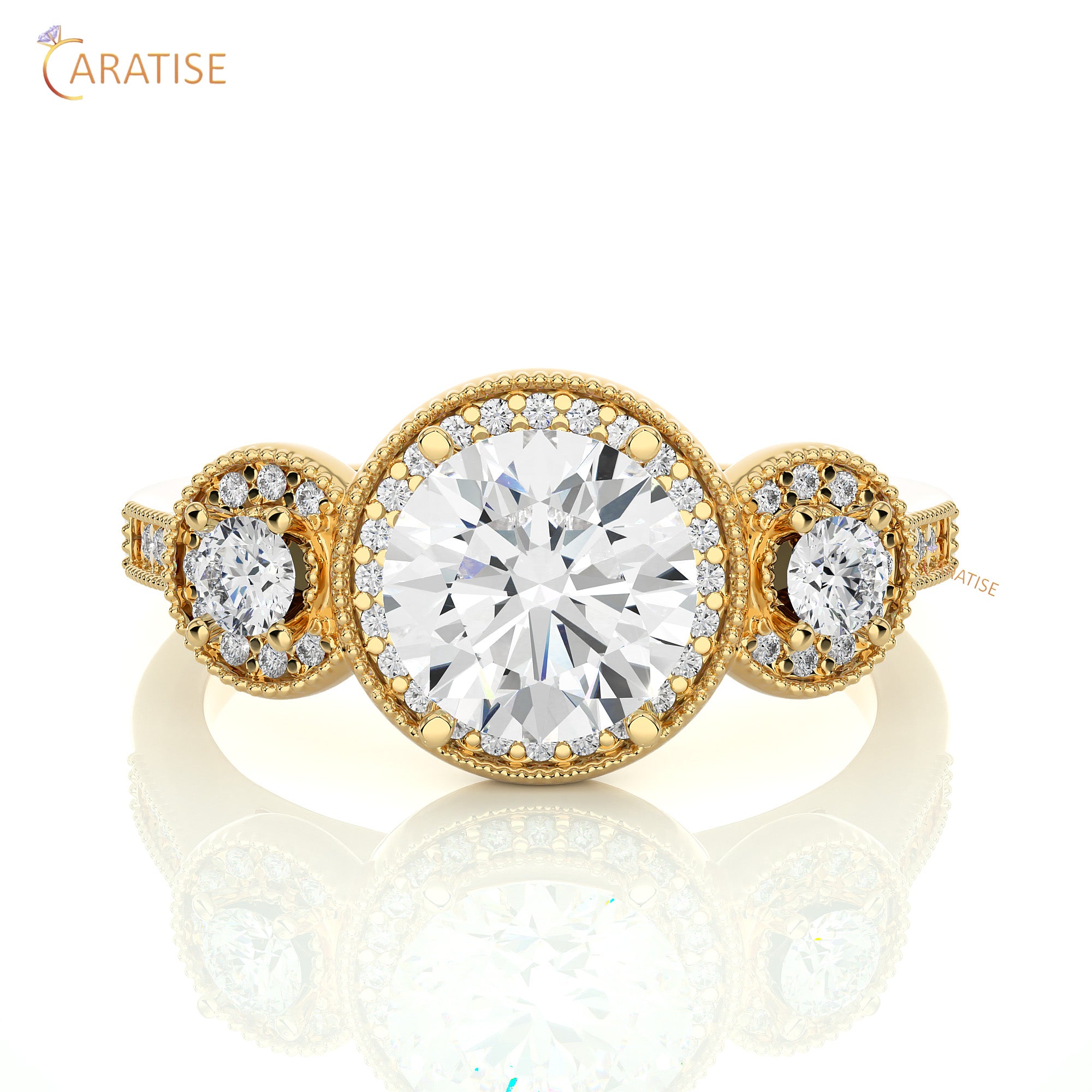 1.43 TDW Round Cut Engagement Moissanite Diamond Ring 925 Silver