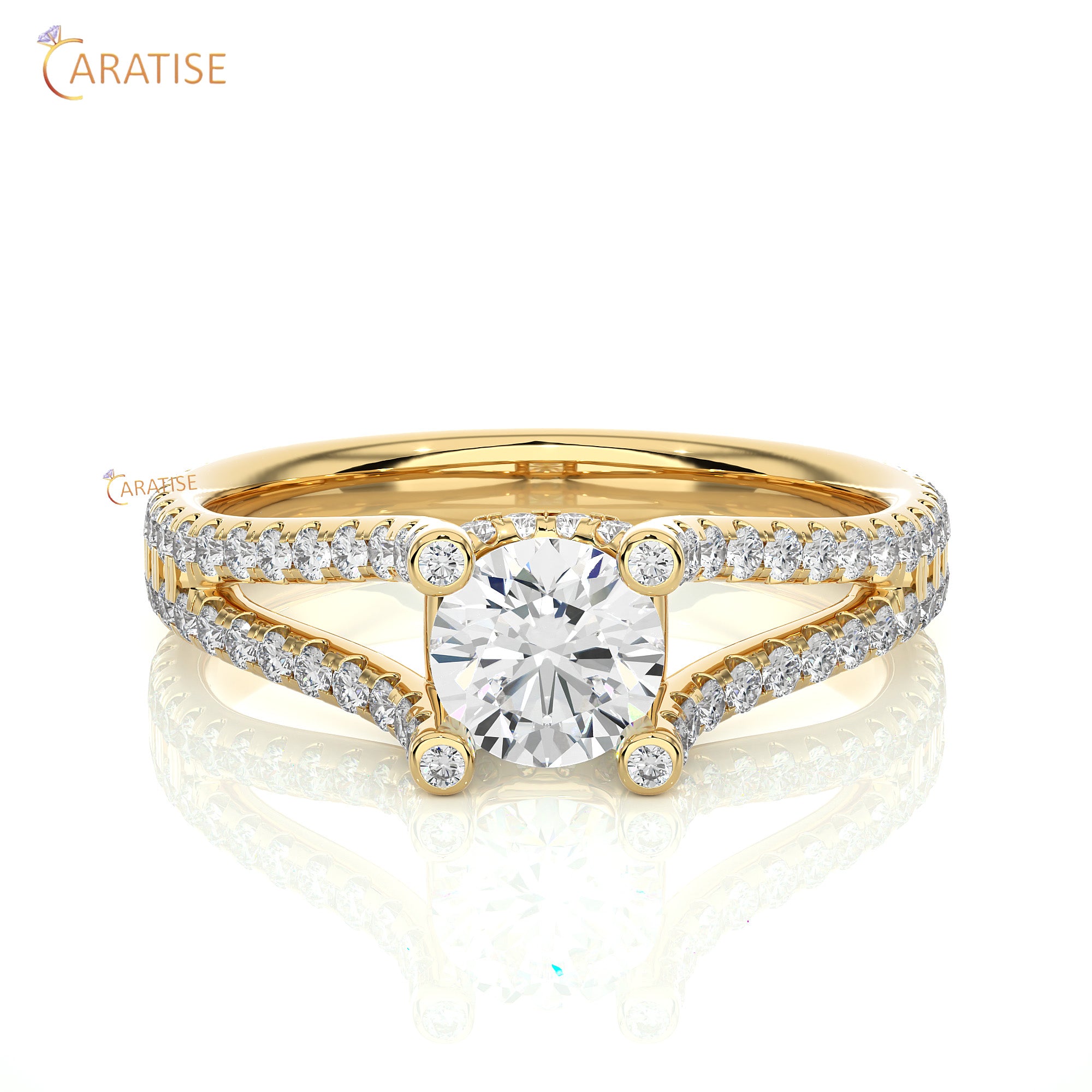 1.08 TDW Round Cut Engagement Moissanite Diamond Ring 925 Silver