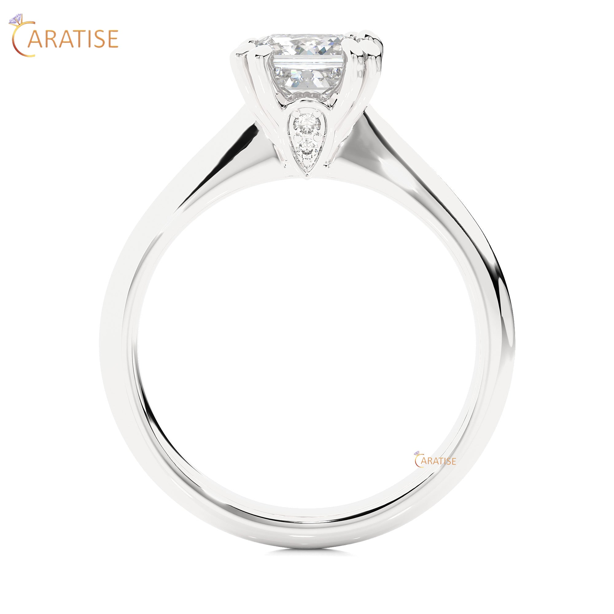 1.38 TDW Round & princess Cut Engagement Moissanite Diamond Ring 925 Silver