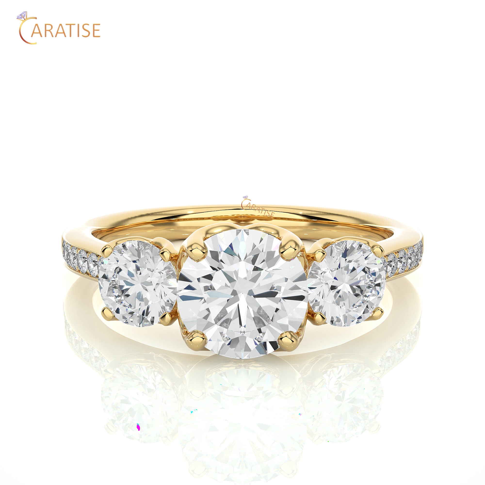 1.80 TDW Round Cut Engagement Moissanite Diamond Ring 925 Silver