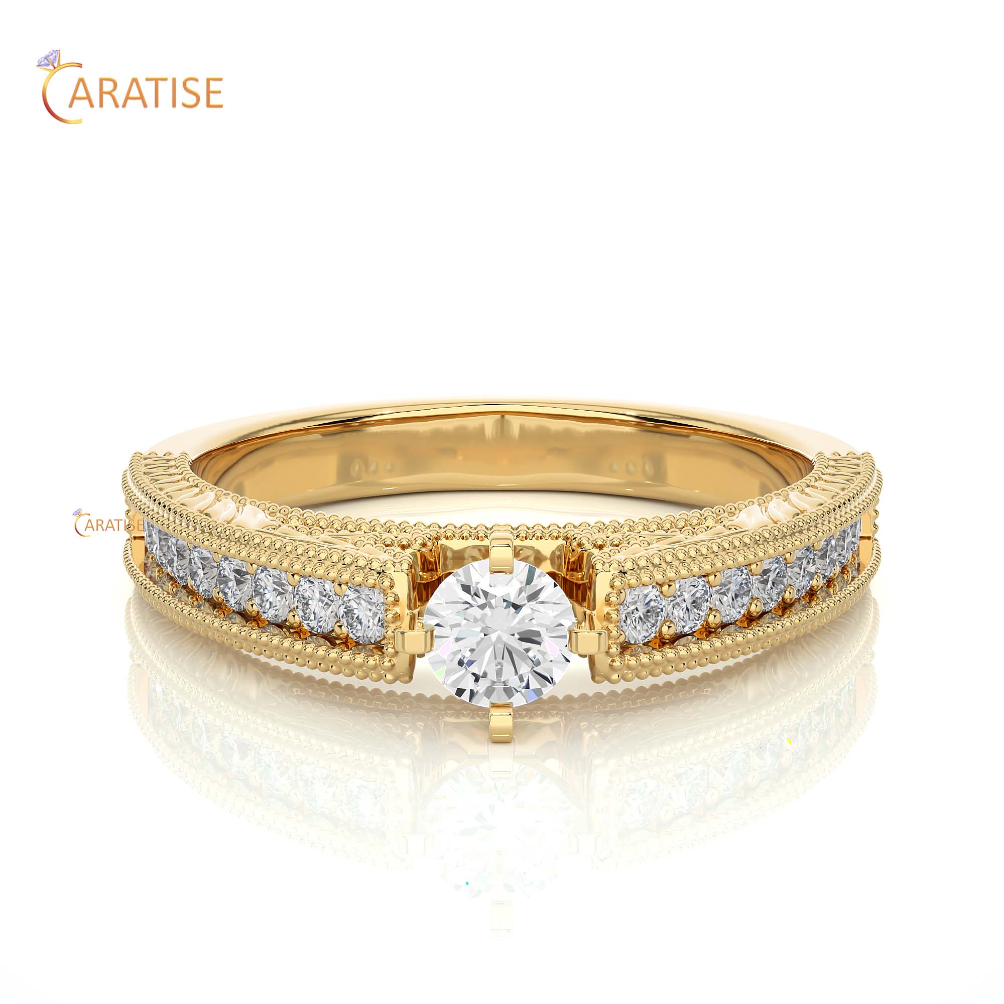 0.48 TDW Round Cut Engagement Moissanite Diamond Ring 925 Silver