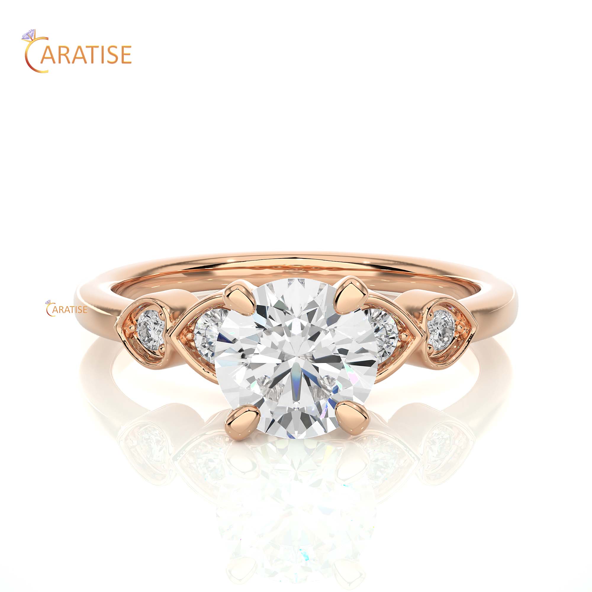 1.21 TDW Round Cut Engagement Moissanite Diamond Ring 925 Silver