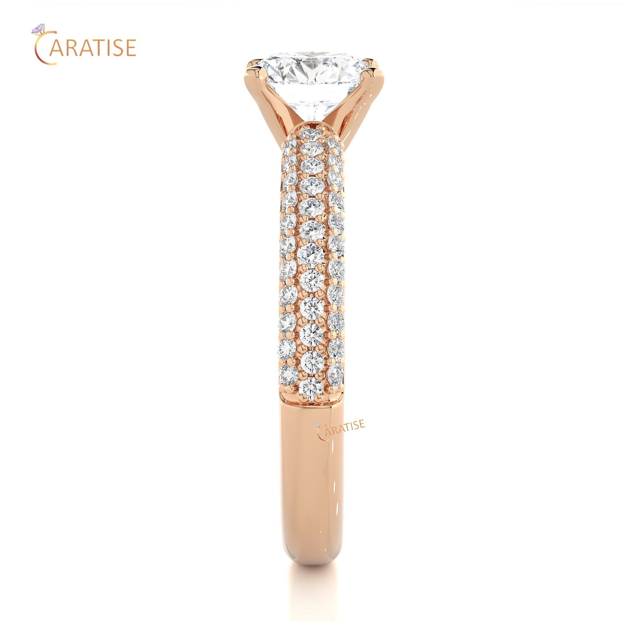 1.22 TDW Round Cut Engagement Moissanite Diamond Ring 925 Silver