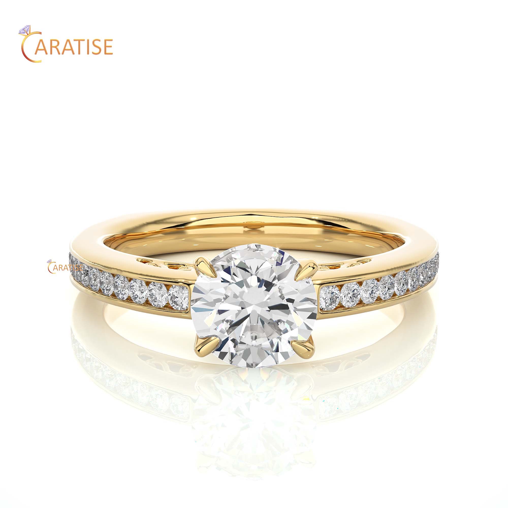 1.27 TDW Round Cut Engagement Moissanite Diamond Ring 925 Silver