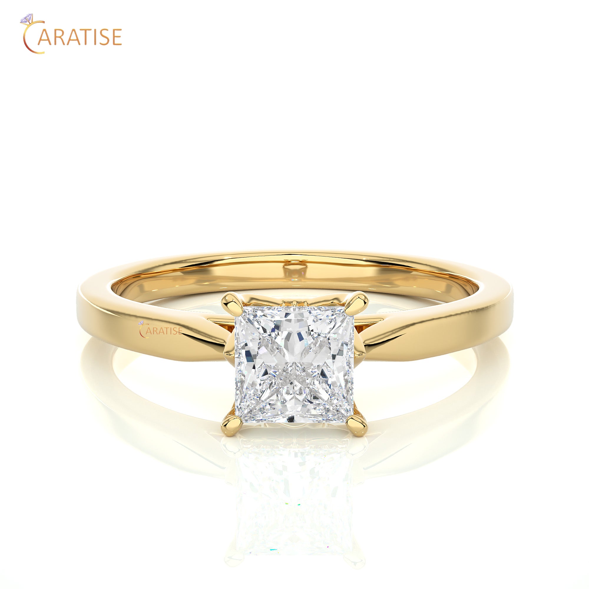 0.57 TDW Princess Cut Moissanite Diamond Solitaire Ring 925 Silver