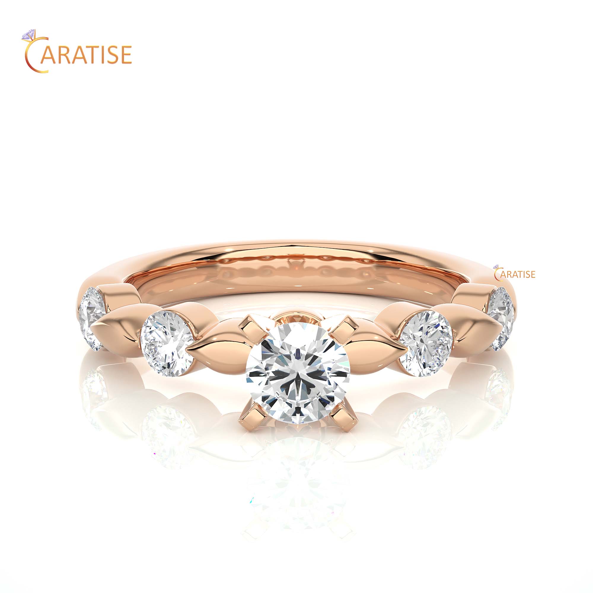 0.90 TDW Round Cut Engagement Moissanite Diamond Ring 925 Silver