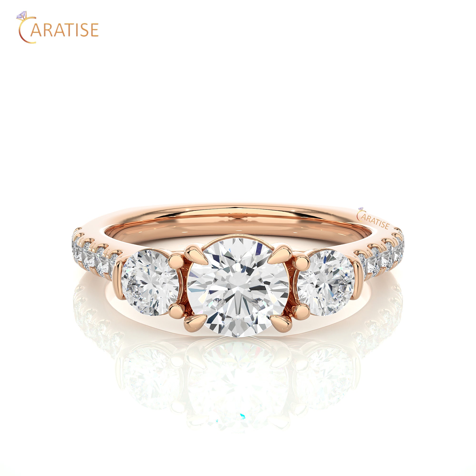 1.55 TDW Round Cut Engagement Moissanite Diamond Ring 925 Silver