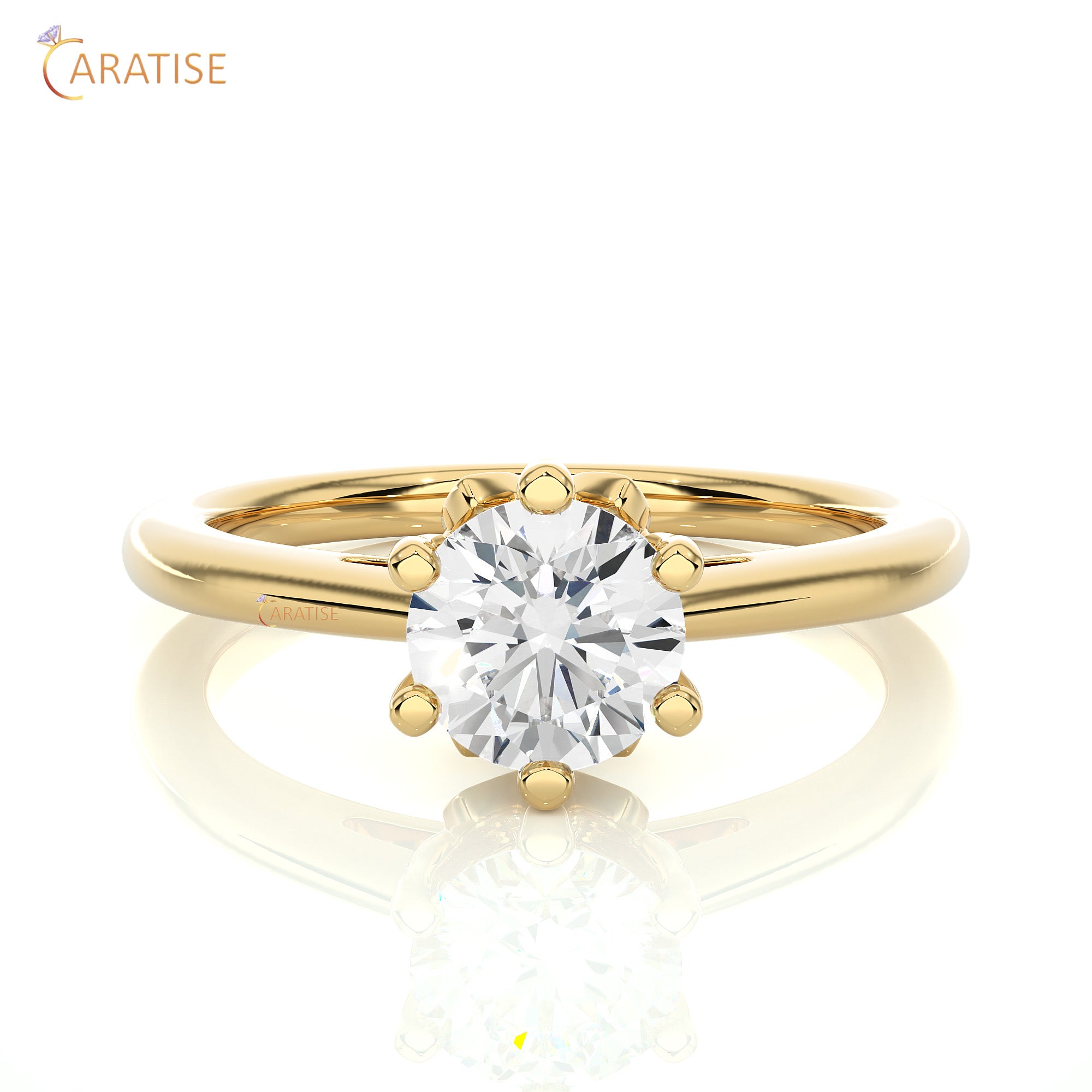 1.05 TDW Round Cut Moissanite Diamond Engagement Ring 925 Silver