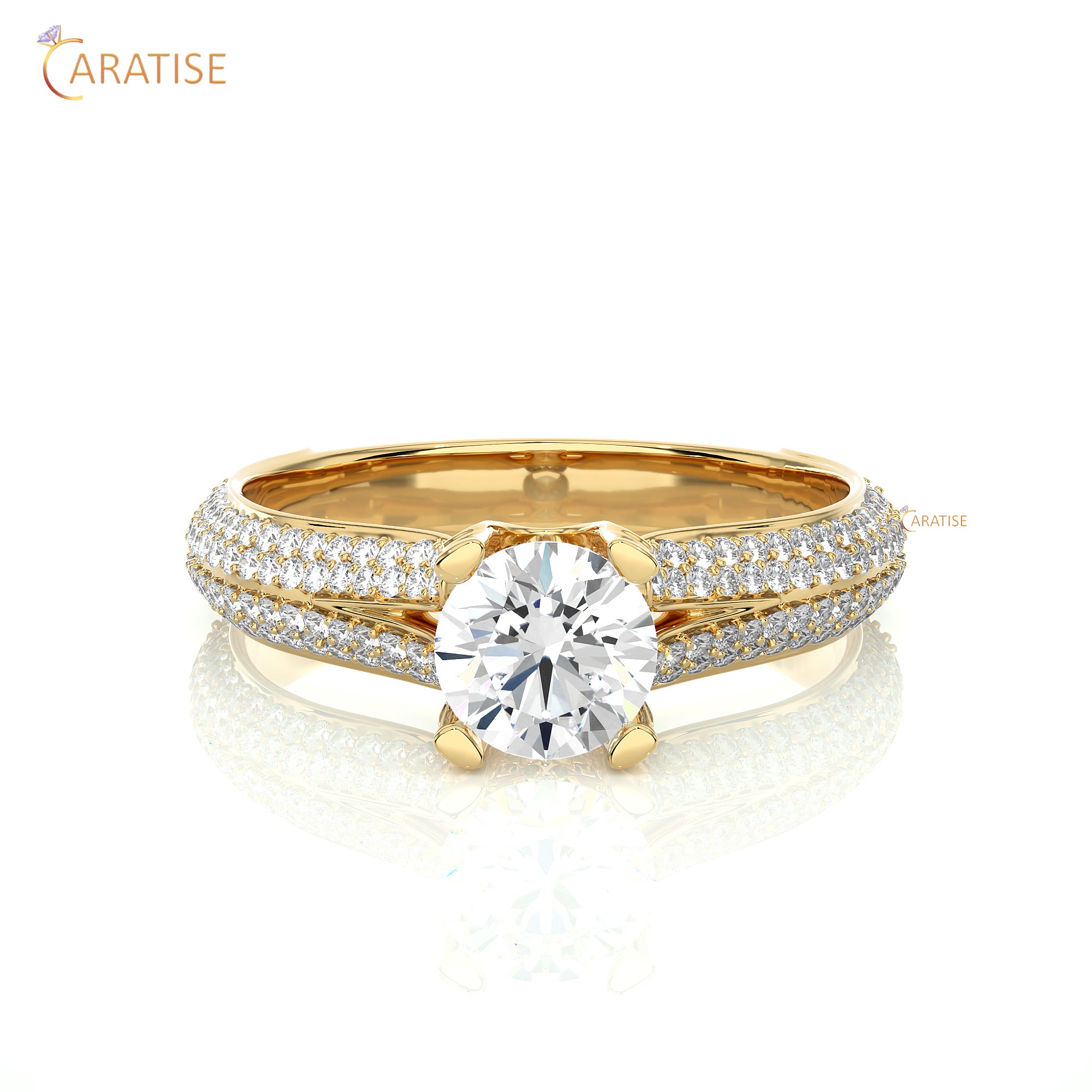 1.13 TDW Round Cut Engagement Moissanite Diamond Ring 925 Silver