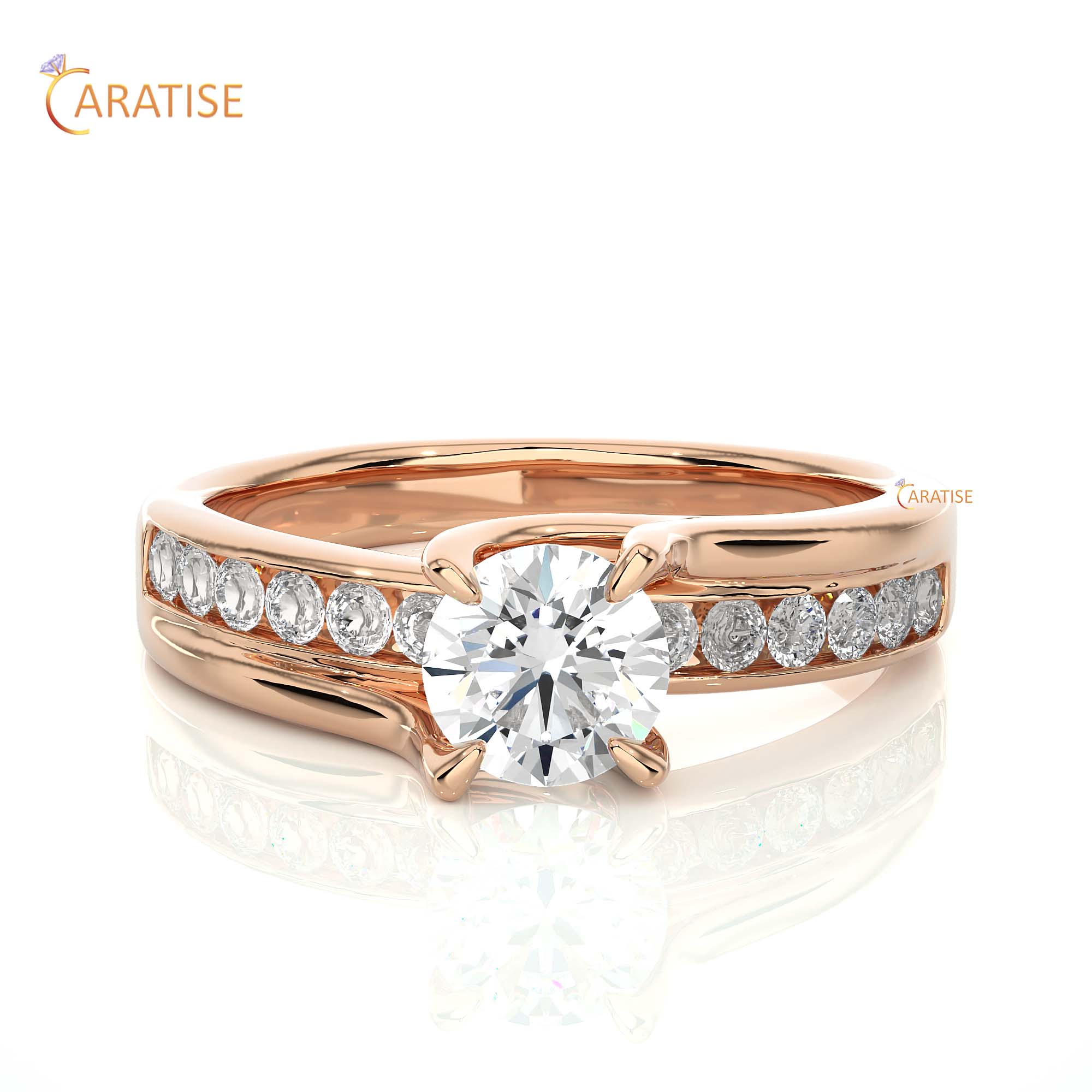 0.97 TDW Round Cut Engagement Moissanite Diamond Ring 925 Silver