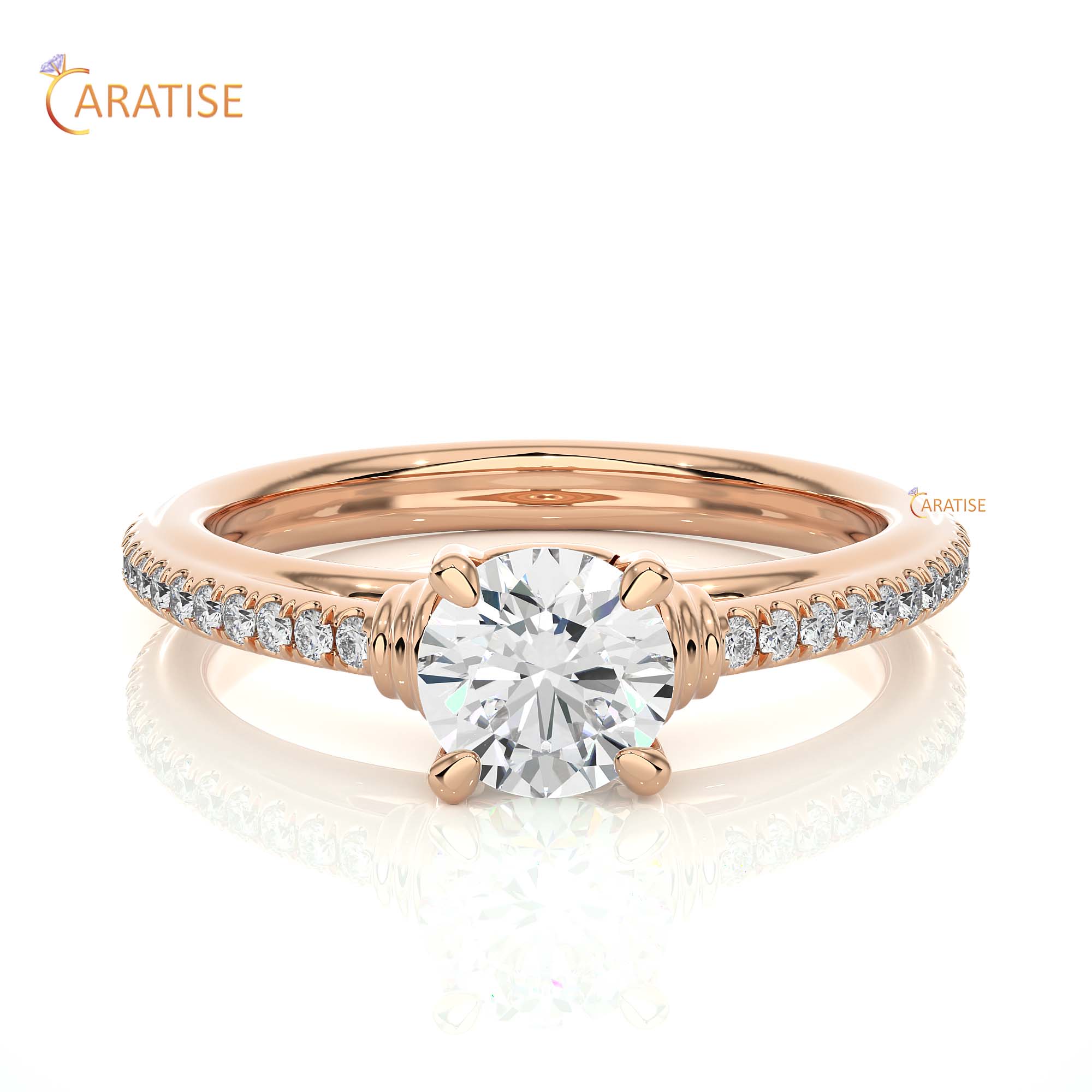 1.26 TDW Round Cut Engagement Moissanite Diamond Ring 925 Silver