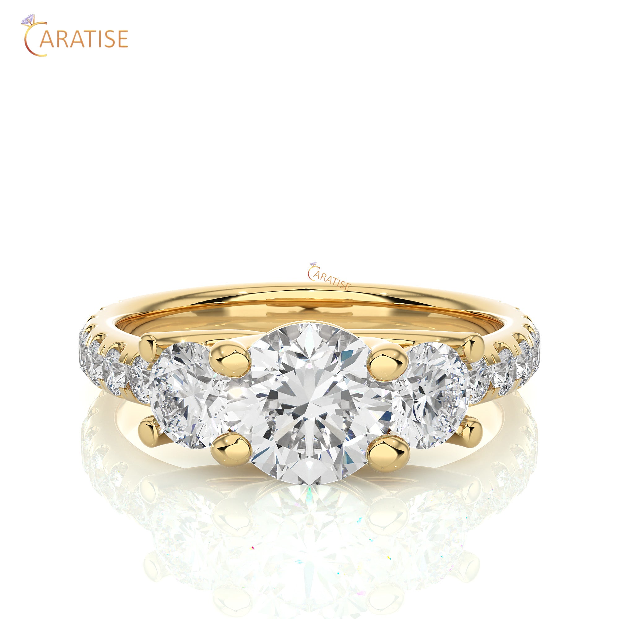 2.35 TDW Round Cut Engagement Moissanite Diamond Ring 925 Silver