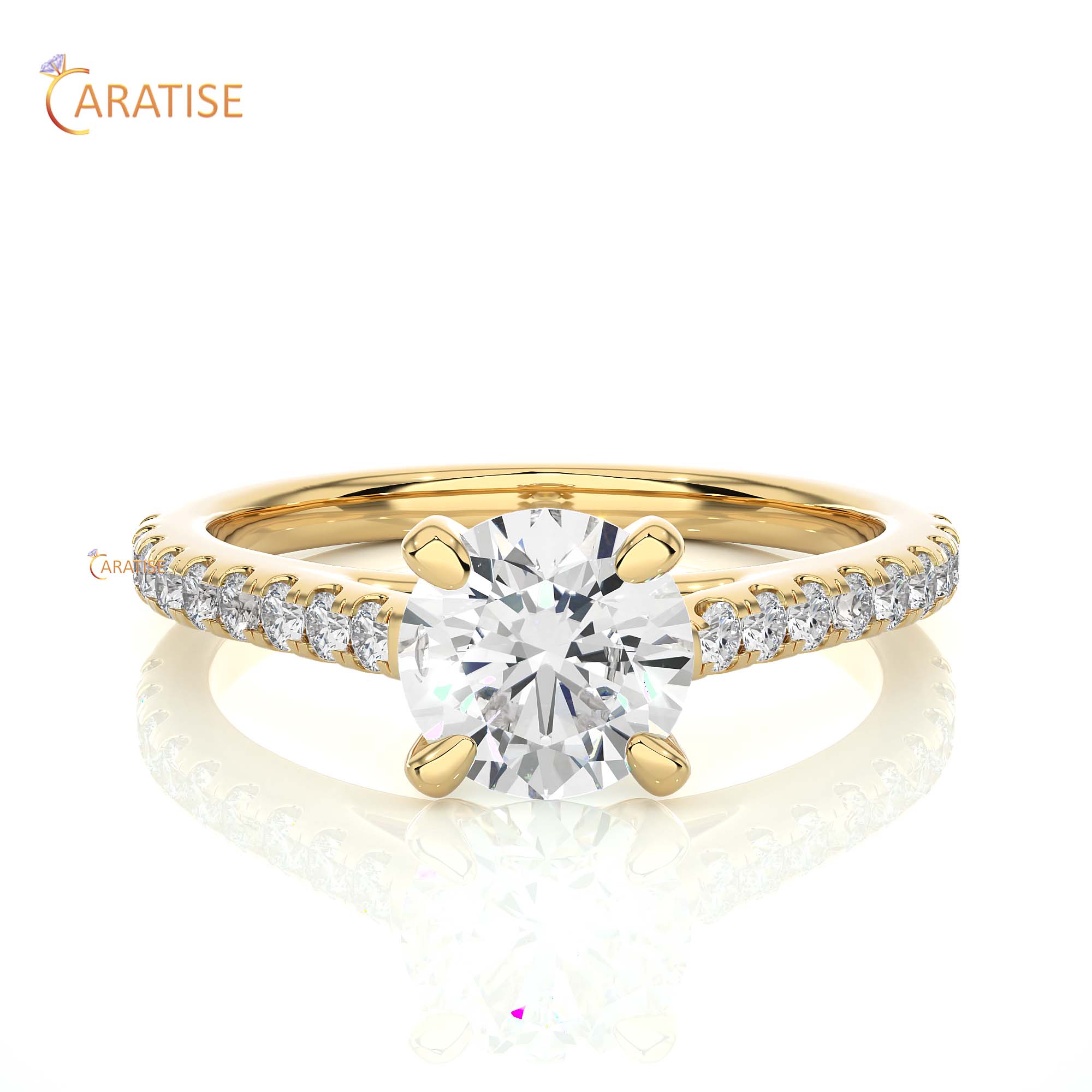 1.36 TDW Round Cut Engagement Moissanite Diamond Ring 925 Silver