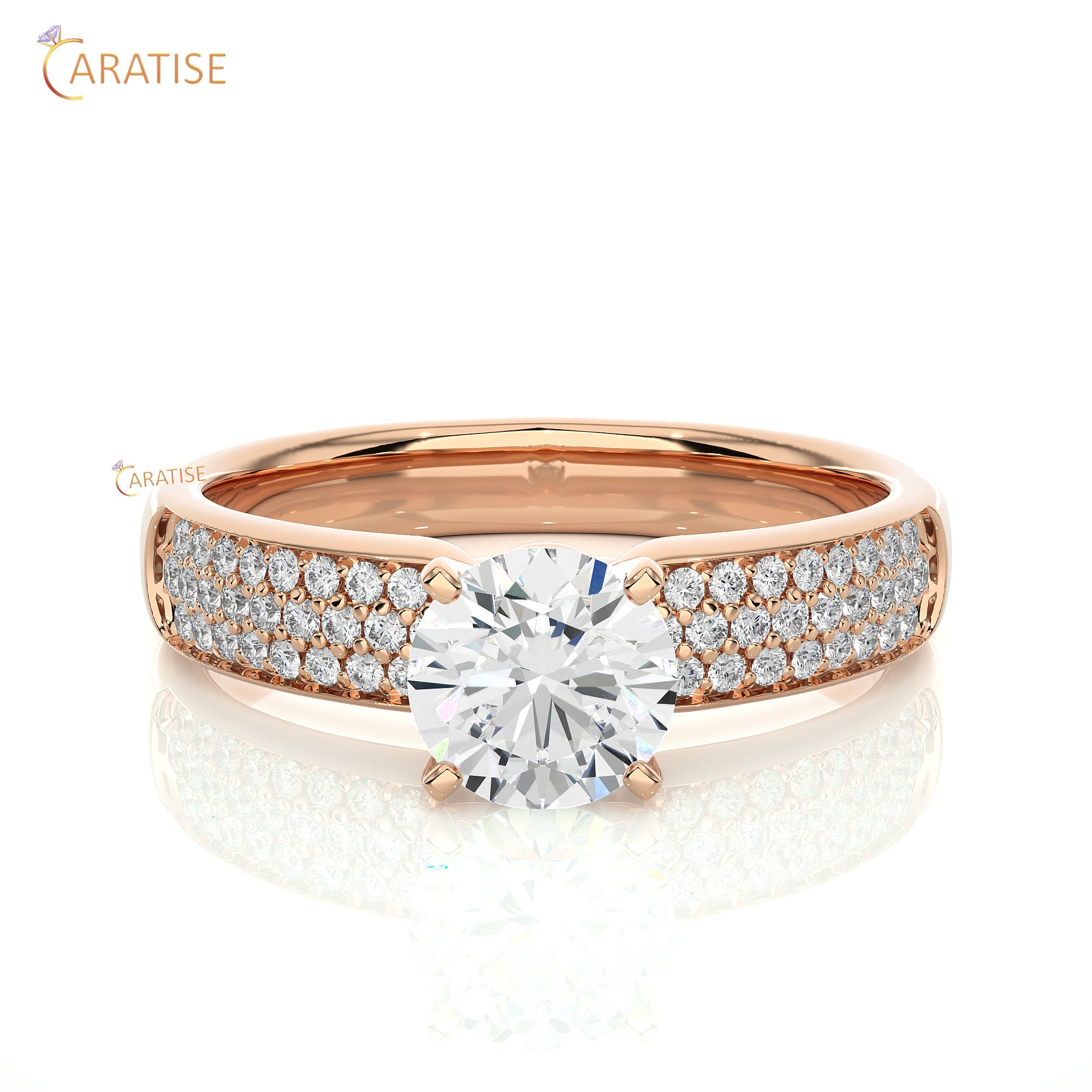 1.02 TDW Round Cut Engagement Moissanite Diamond Ring 925 Silver