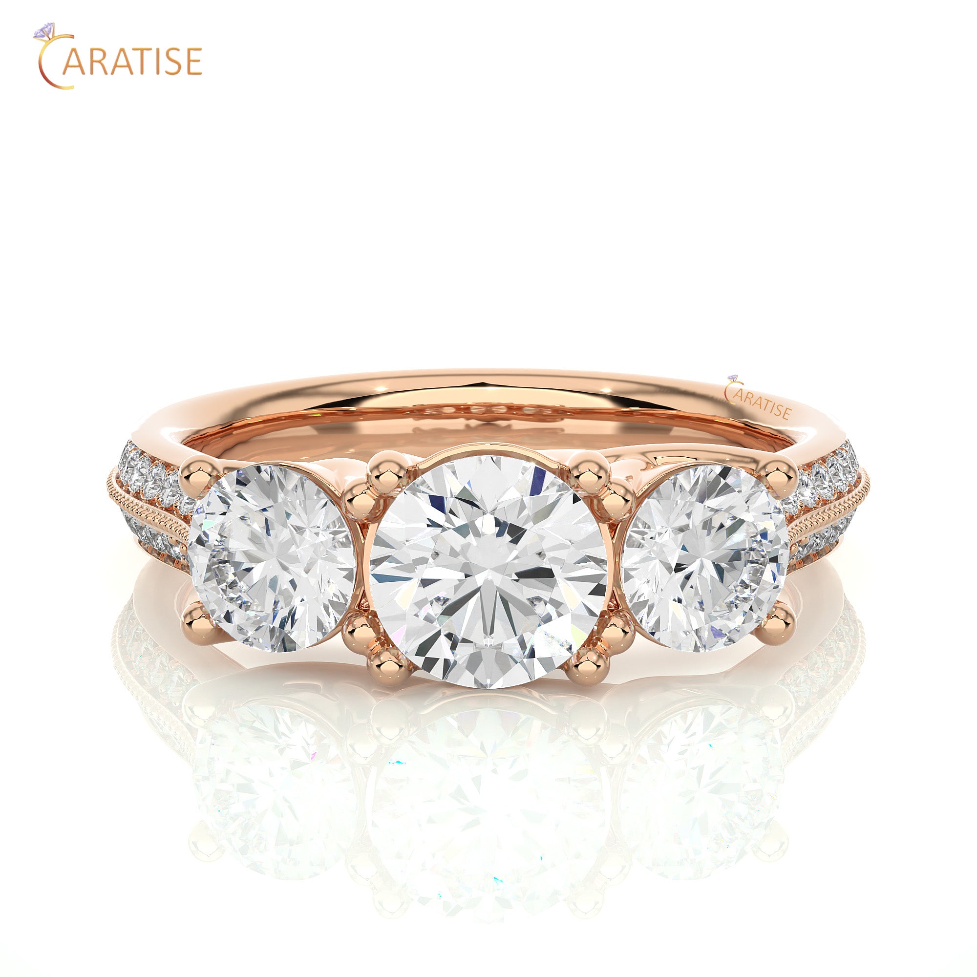 2.23 TDW Round Cut Engagement Moissanite Diamond Ring 925 Silver