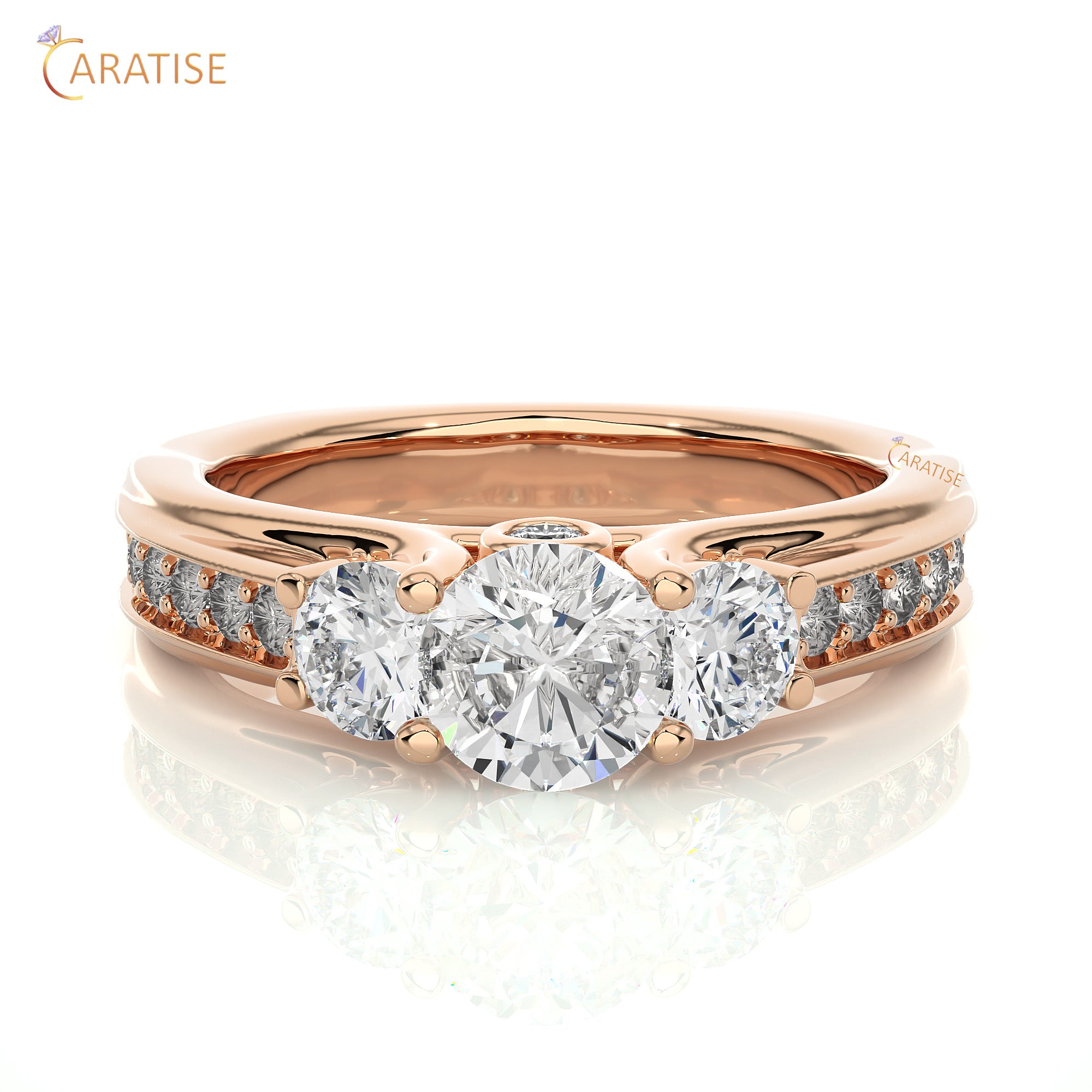 1.70 TDW Round Cut Engagement Moissanite Diamond Ring 925 Silver