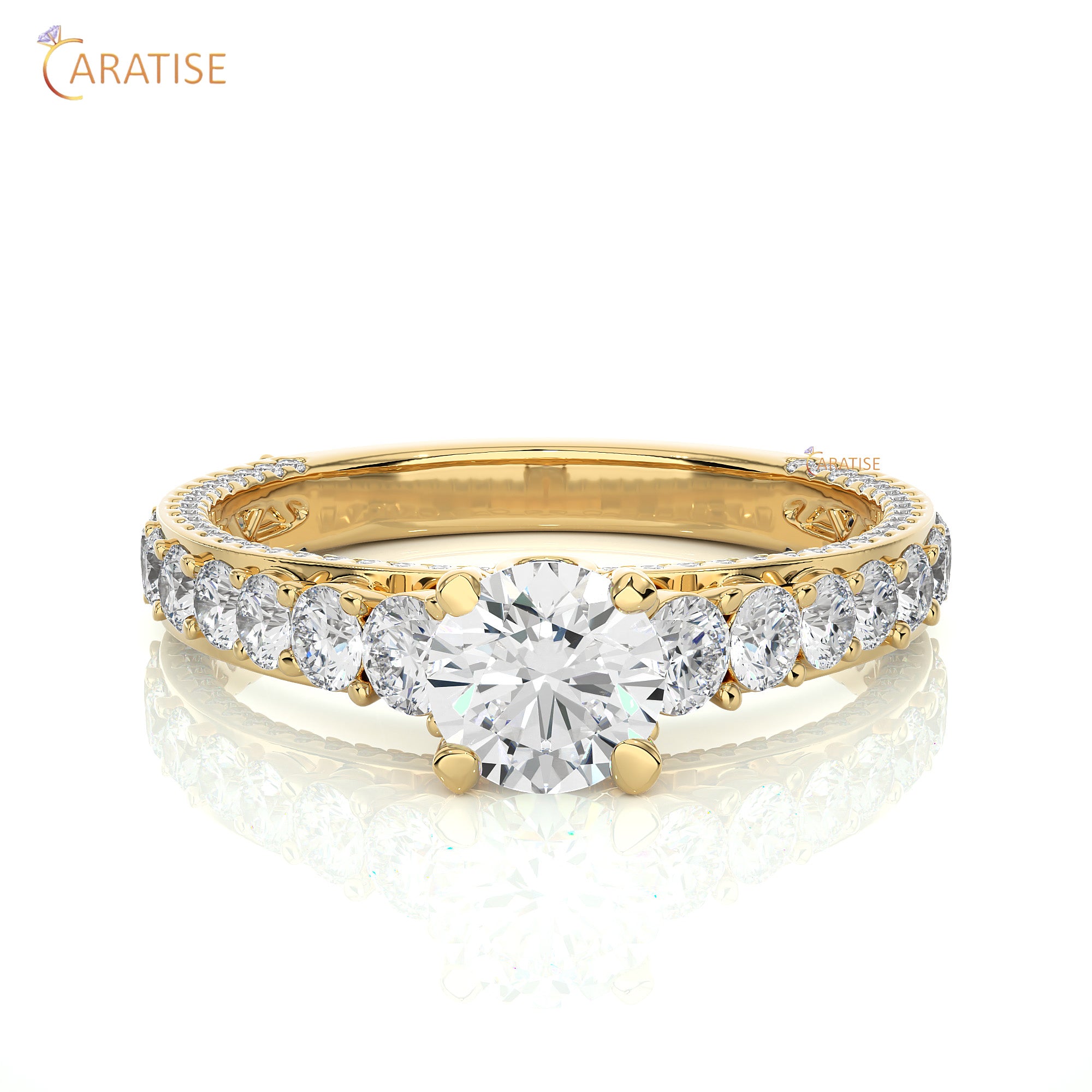 1.79 TDW Round Cut Moissanite Diamond Engagement Ring 925 Silver