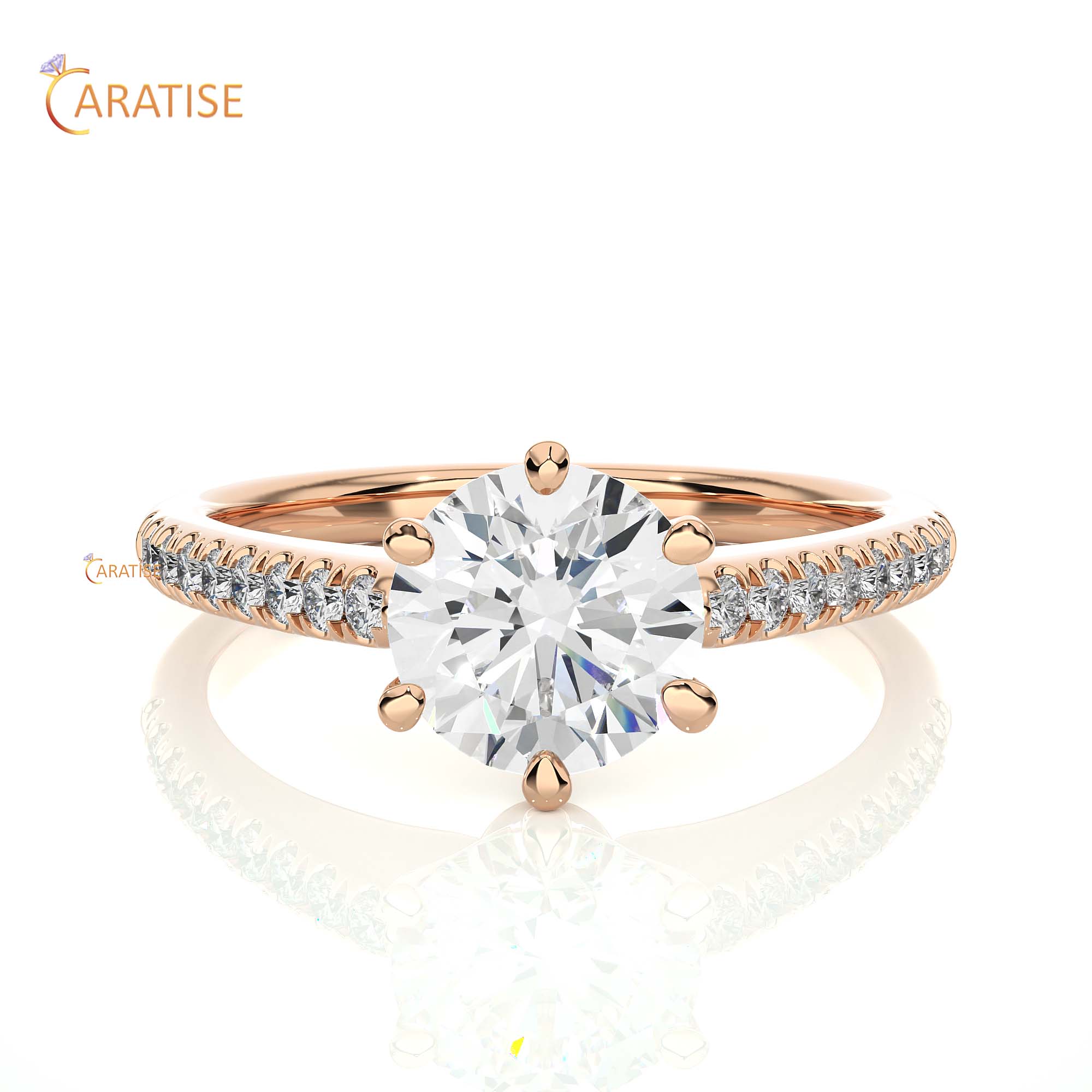 1.47 TDW Round Cut Engagement Moissanite Diamond Ring 925 Silver